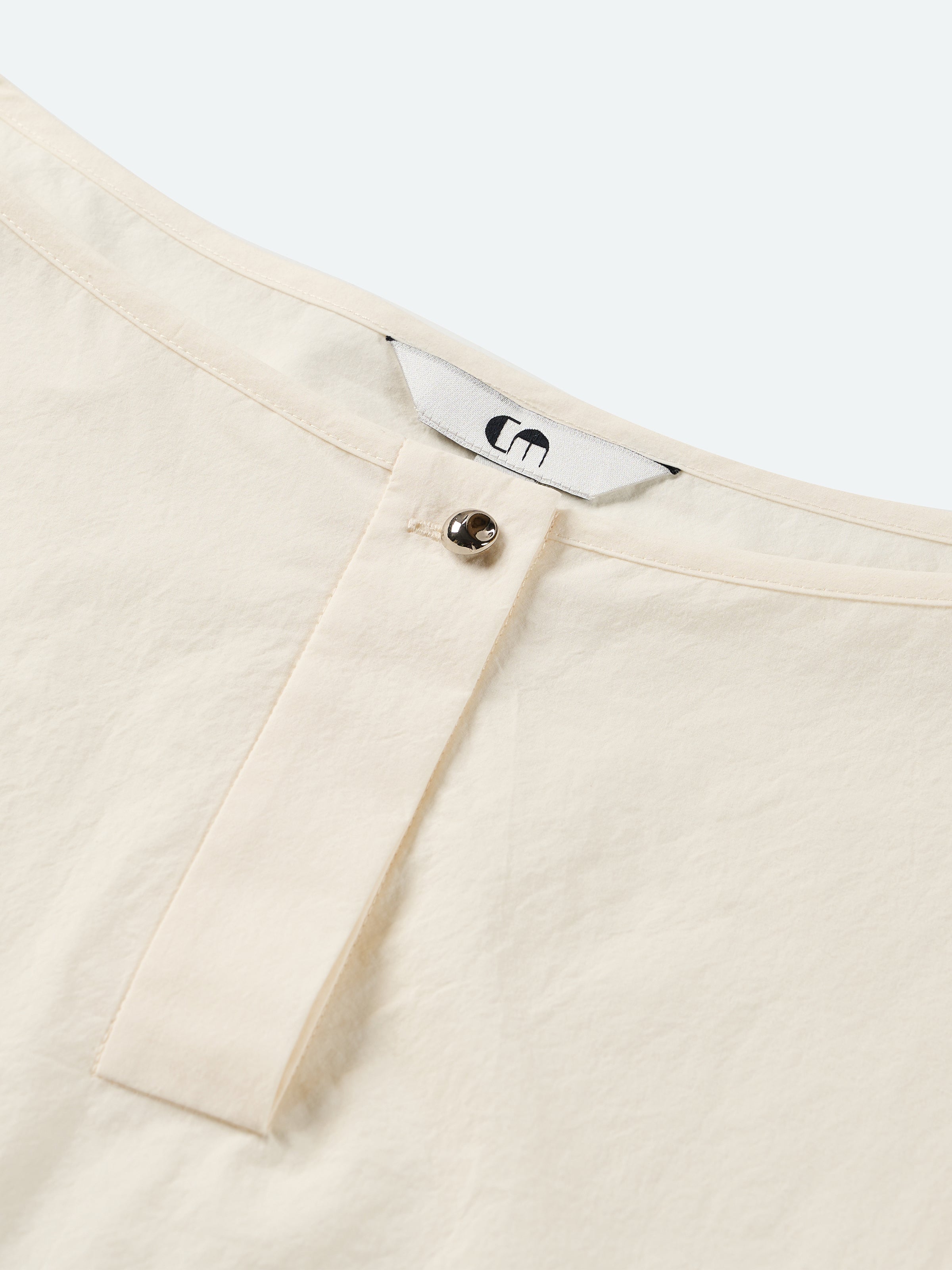 Cream White Pima Cotton Asymmetric Belt Waist Sleeveless Top