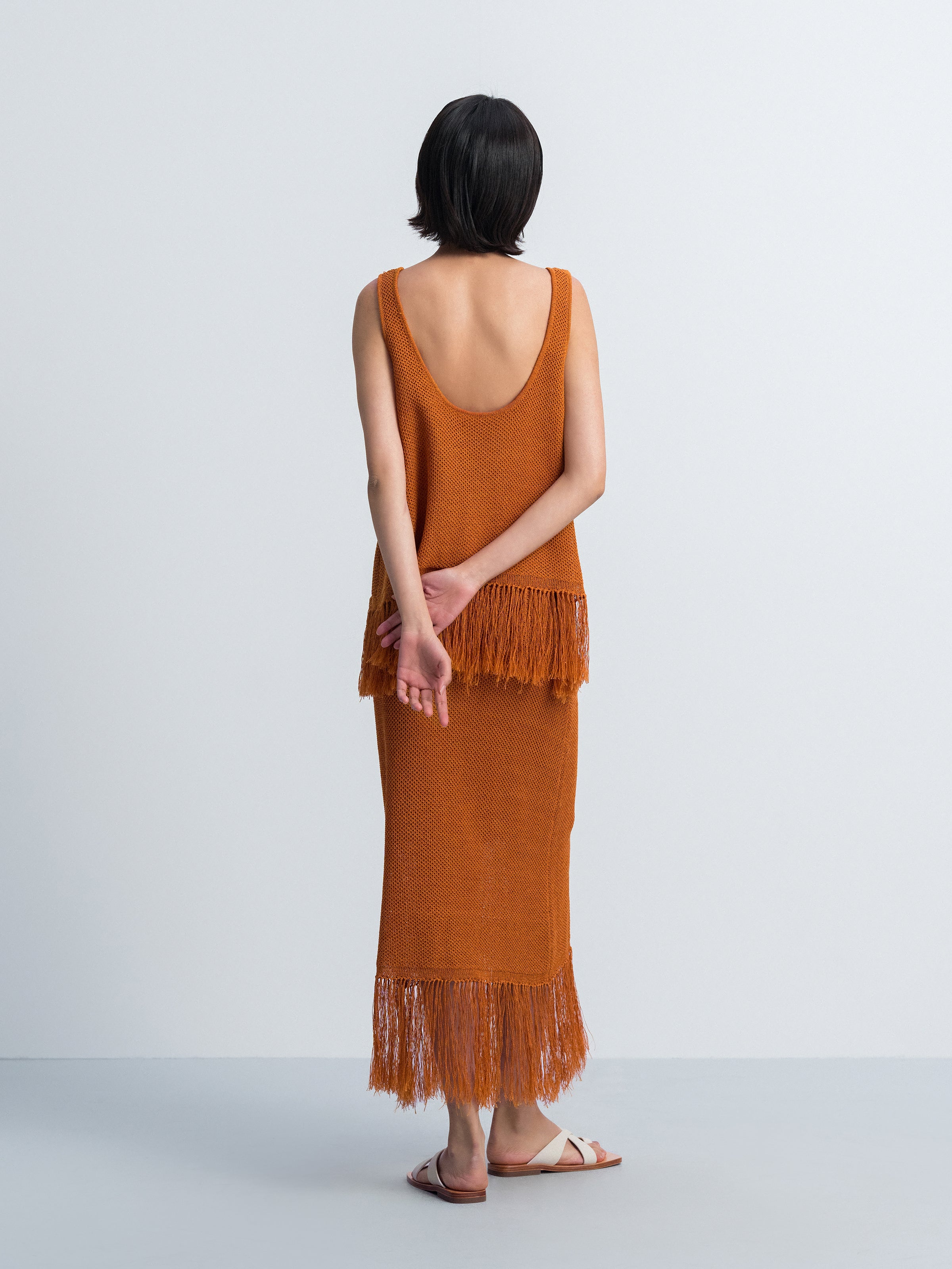 Orange Red Knitted Vest
