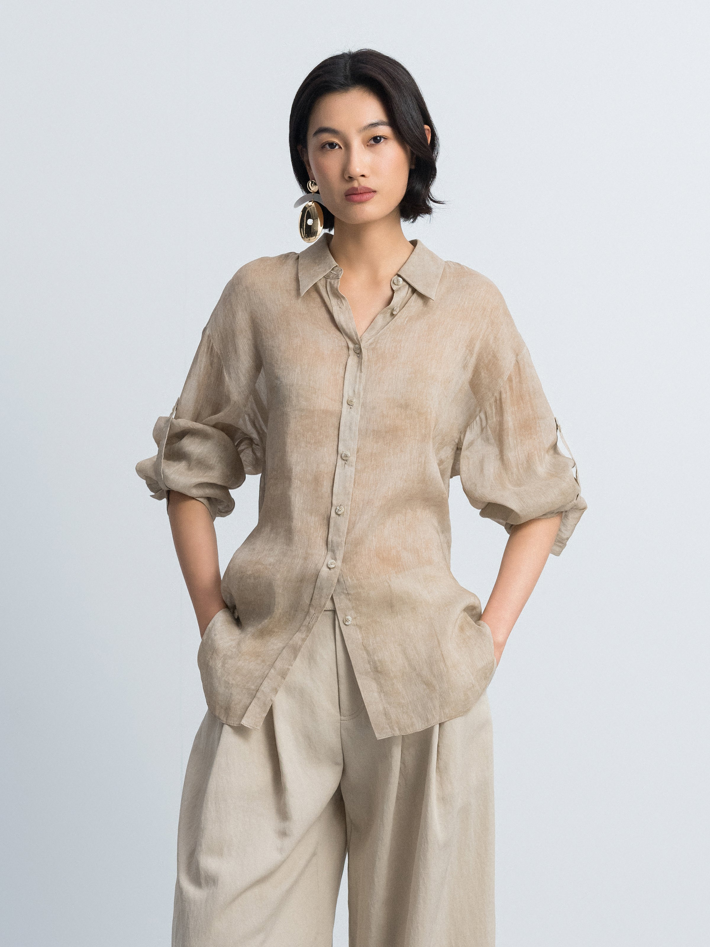 Light Khaki Long-Sleeve Shirt