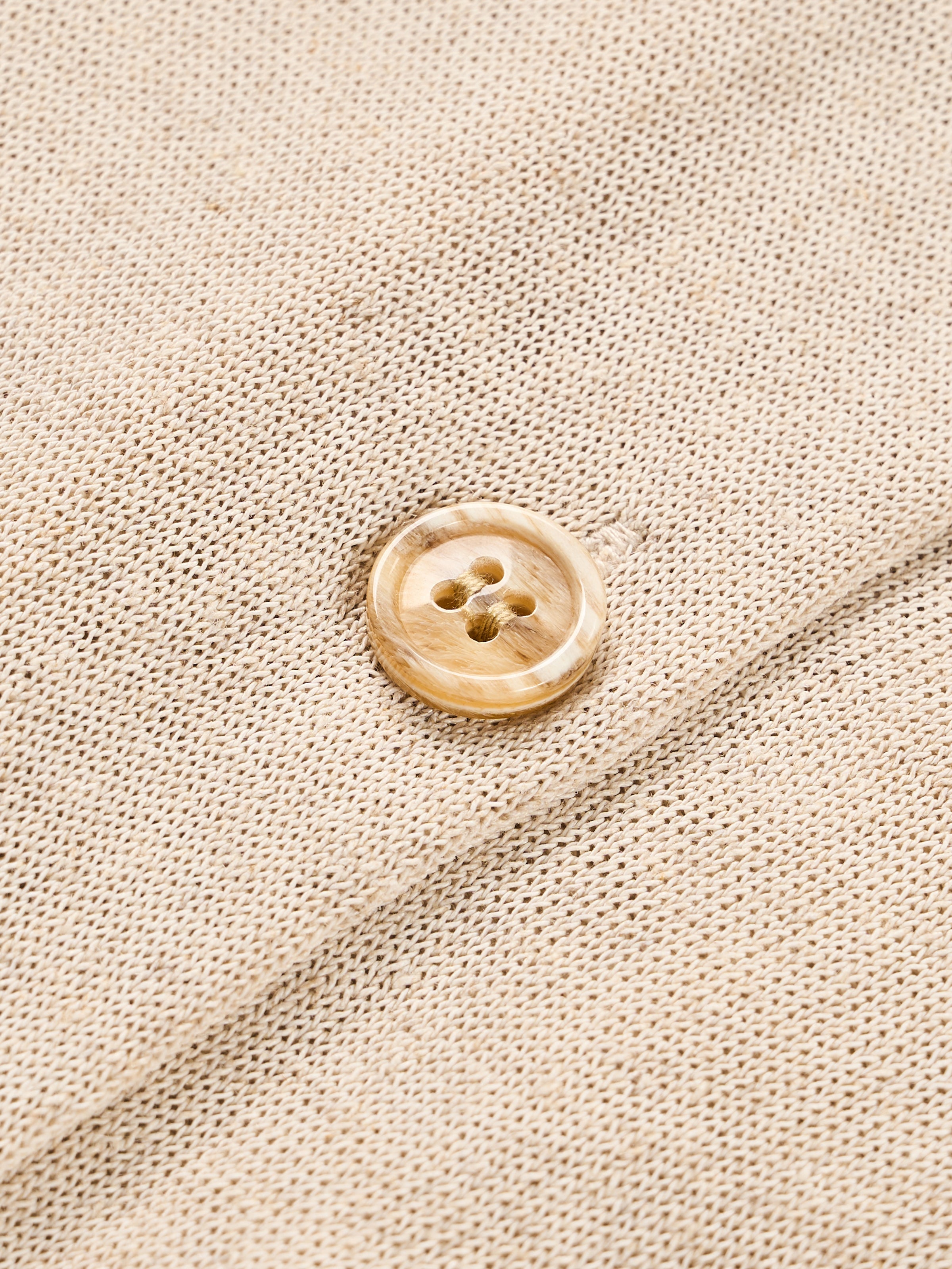 Beige Cotton Linen Knit Fitted Utility Pocket Cardigan
