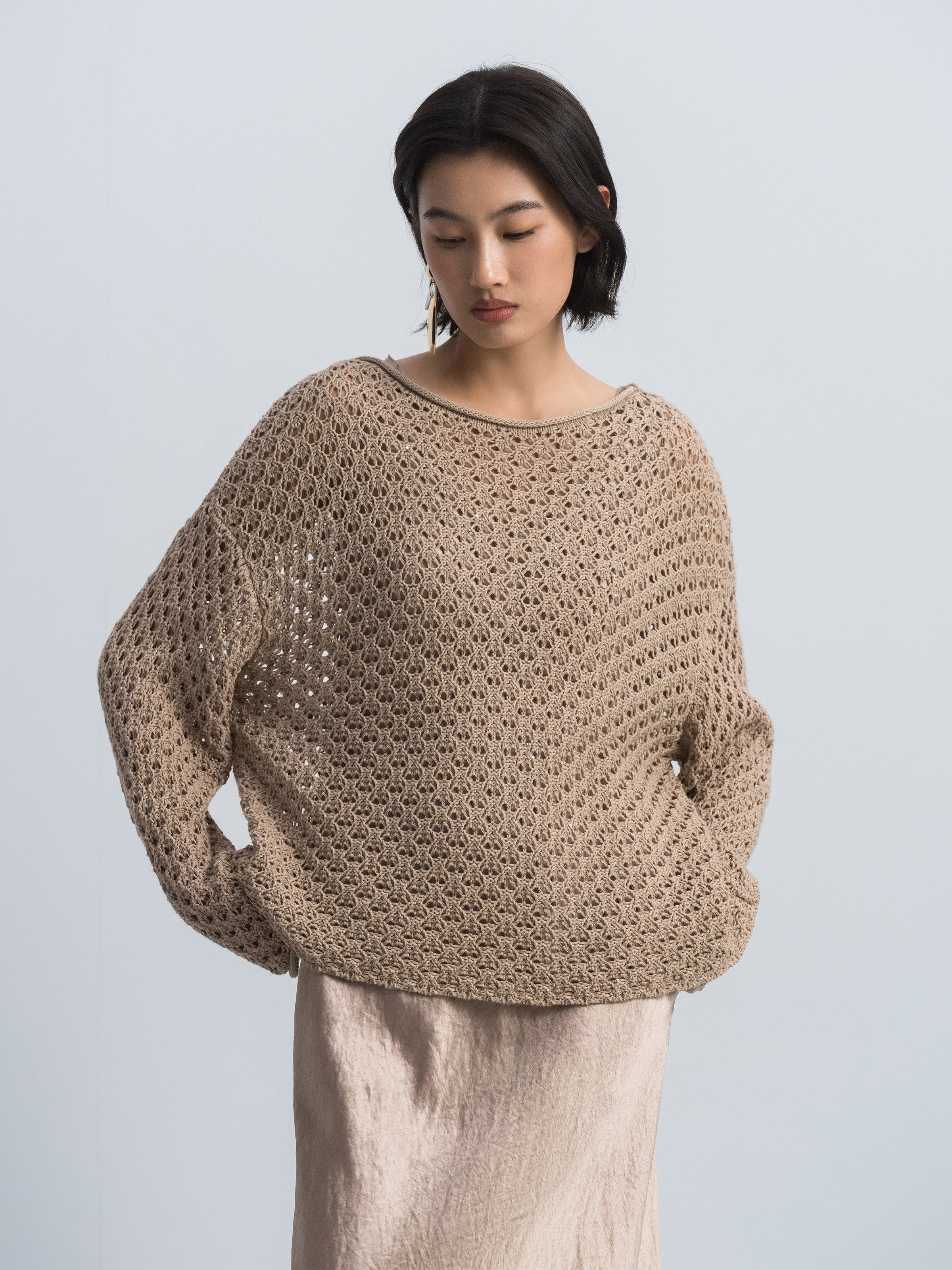 Light Khaki Knitted Pullover