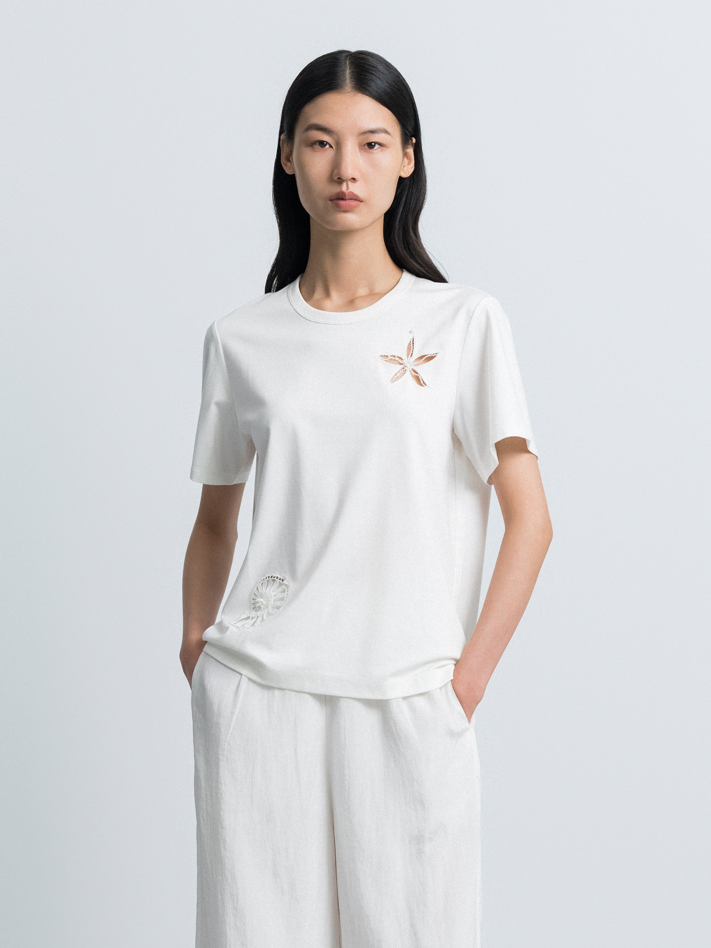 Cream White Short-Sleeve T-Shirt