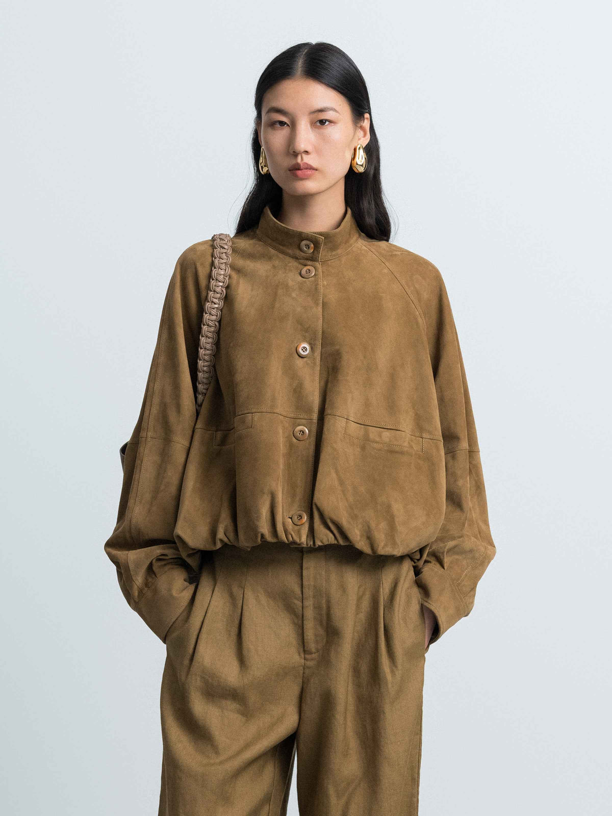 Stand‑collar Leather Jacket