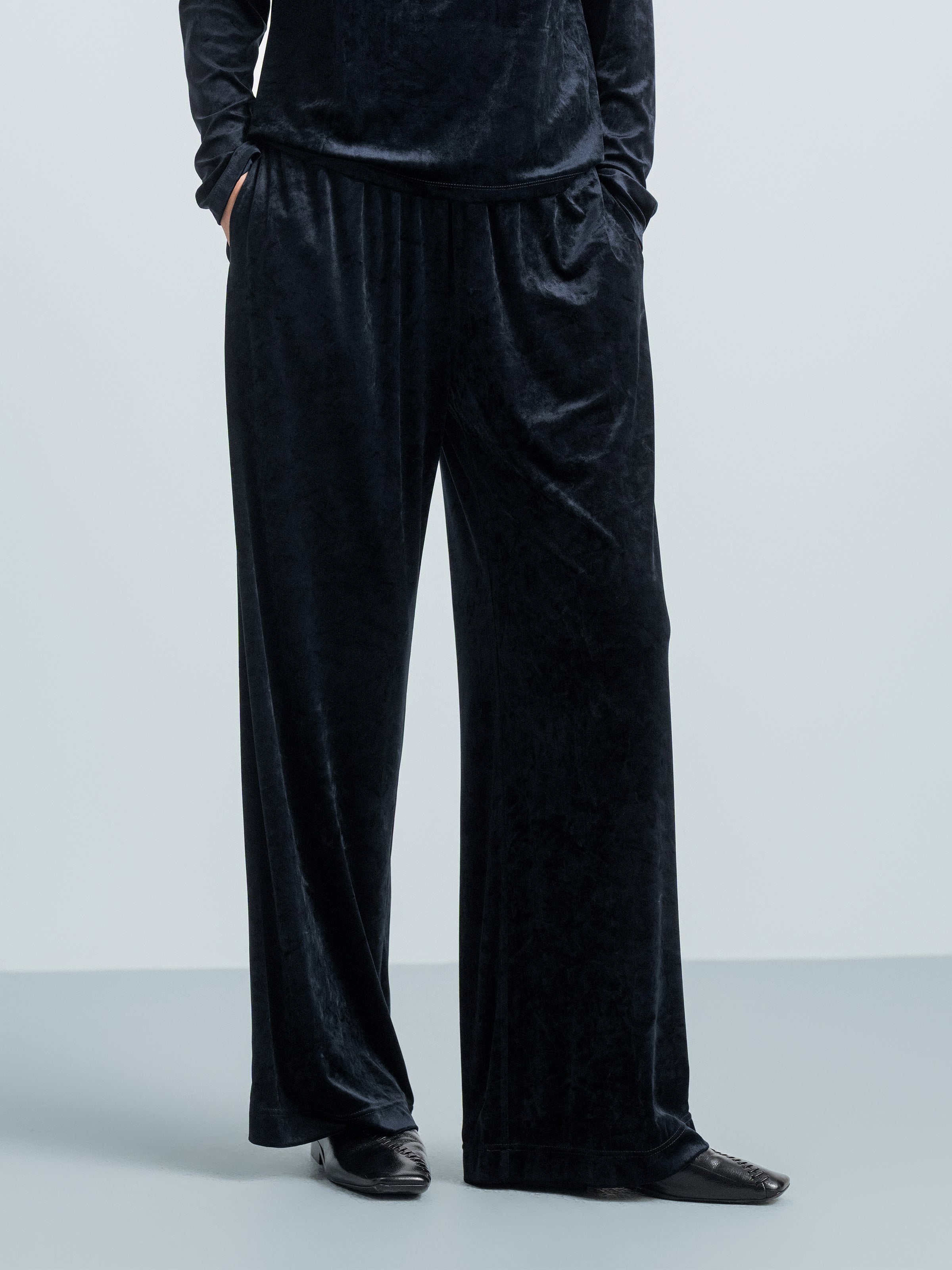 Velvet Wide‑leg Trousers