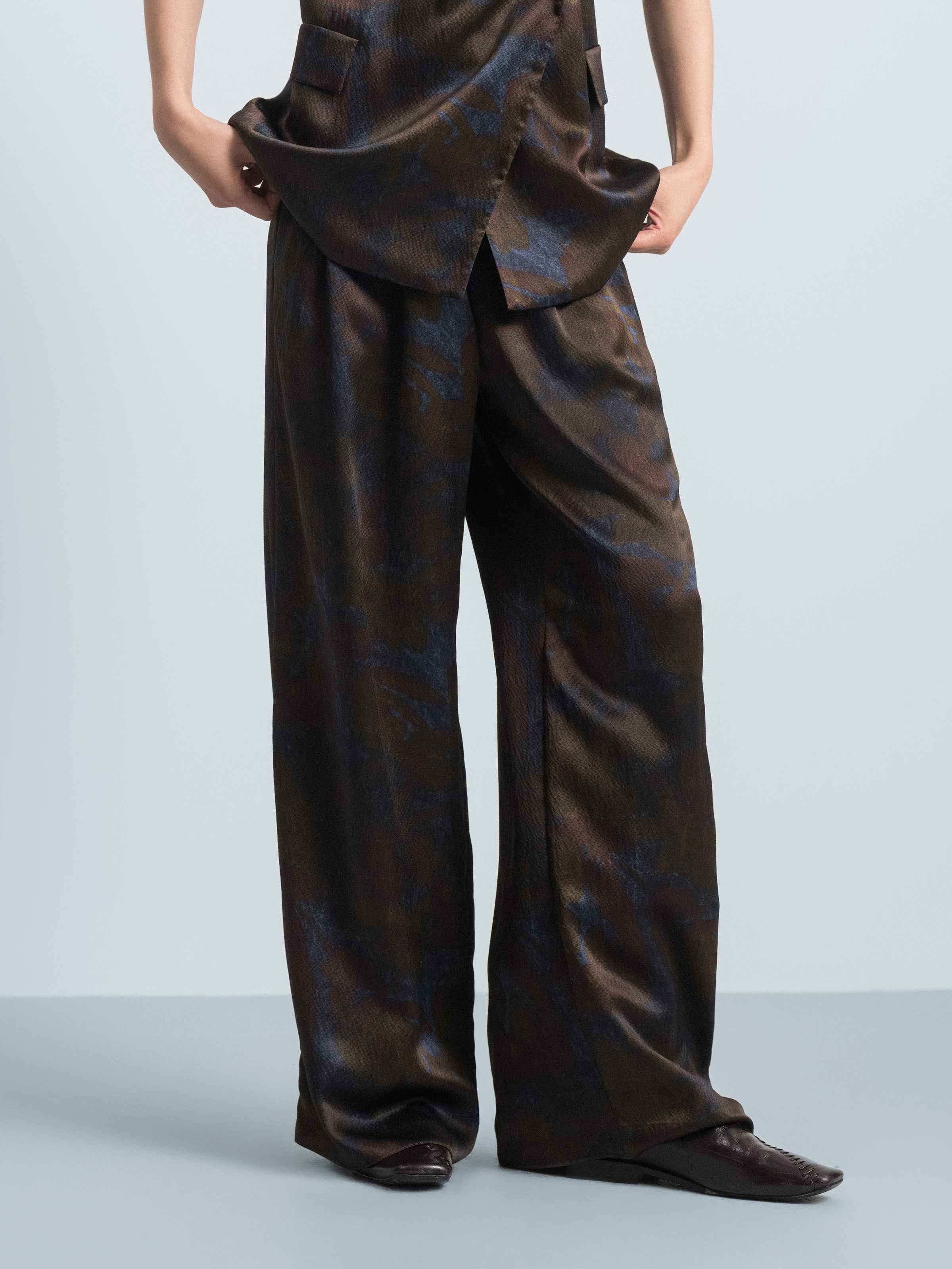 Printed Wide‑leg Trousers