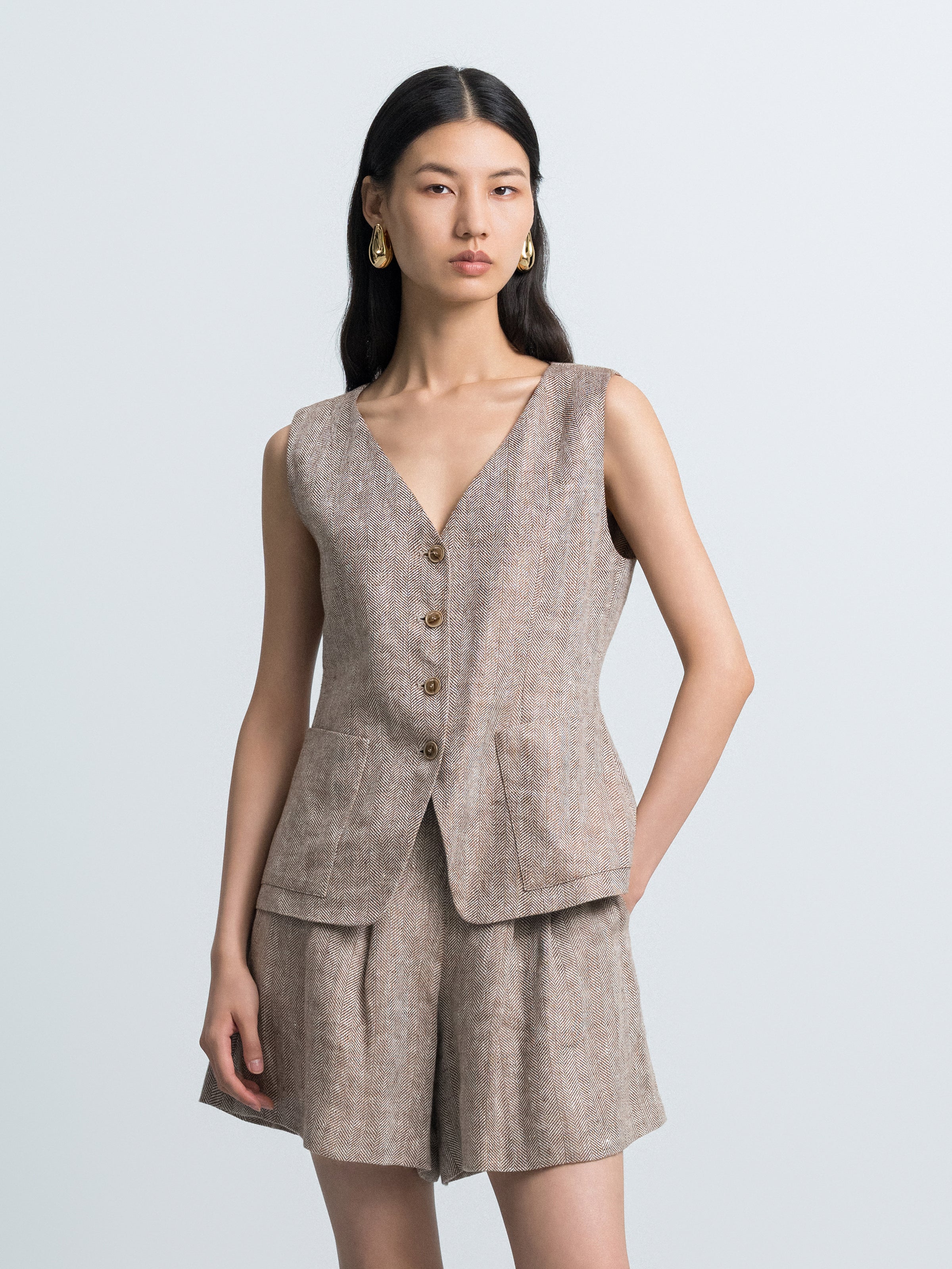 Waist-cinched Suit Vest