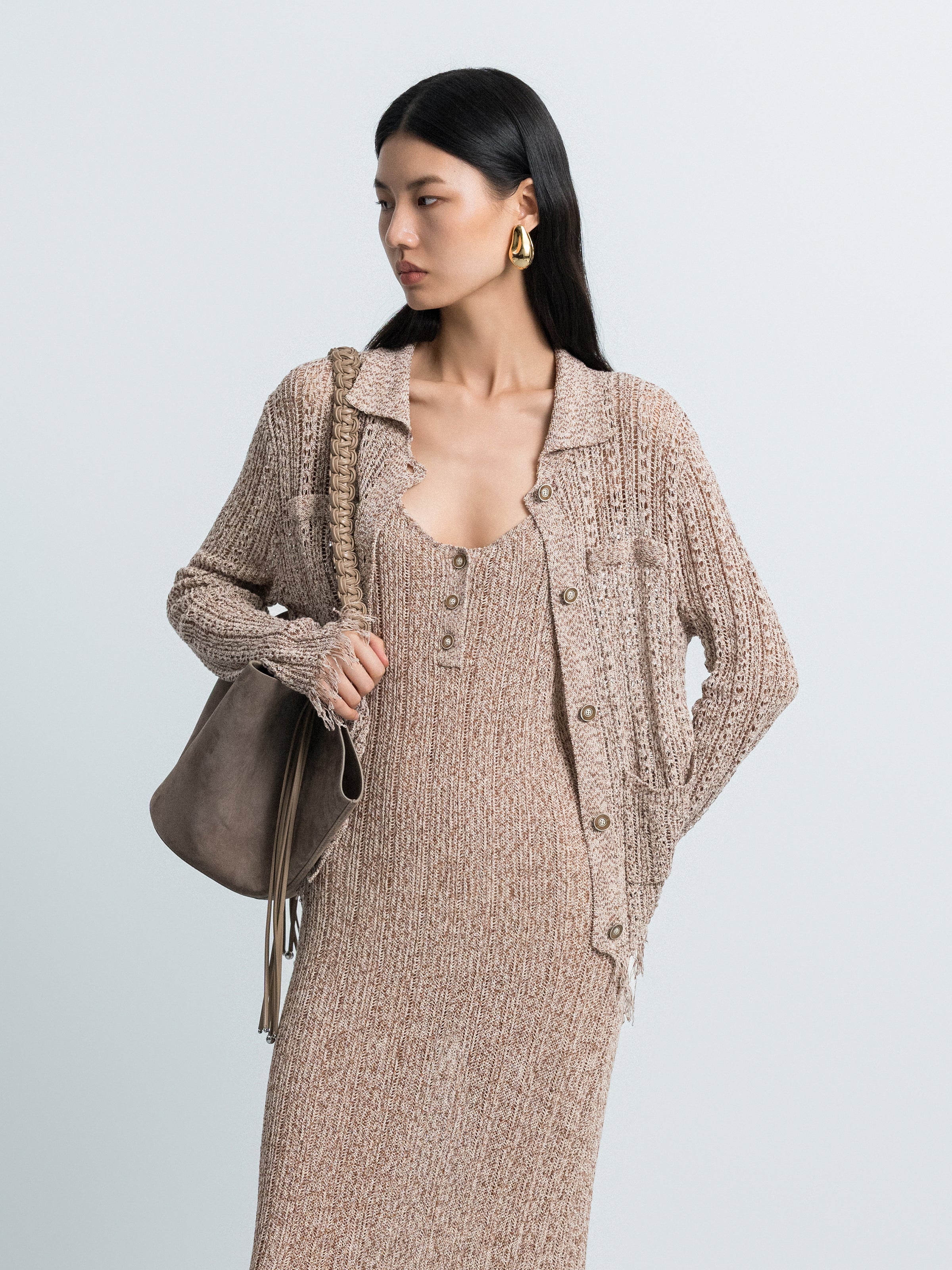 Hollow-out Knit Cardigan