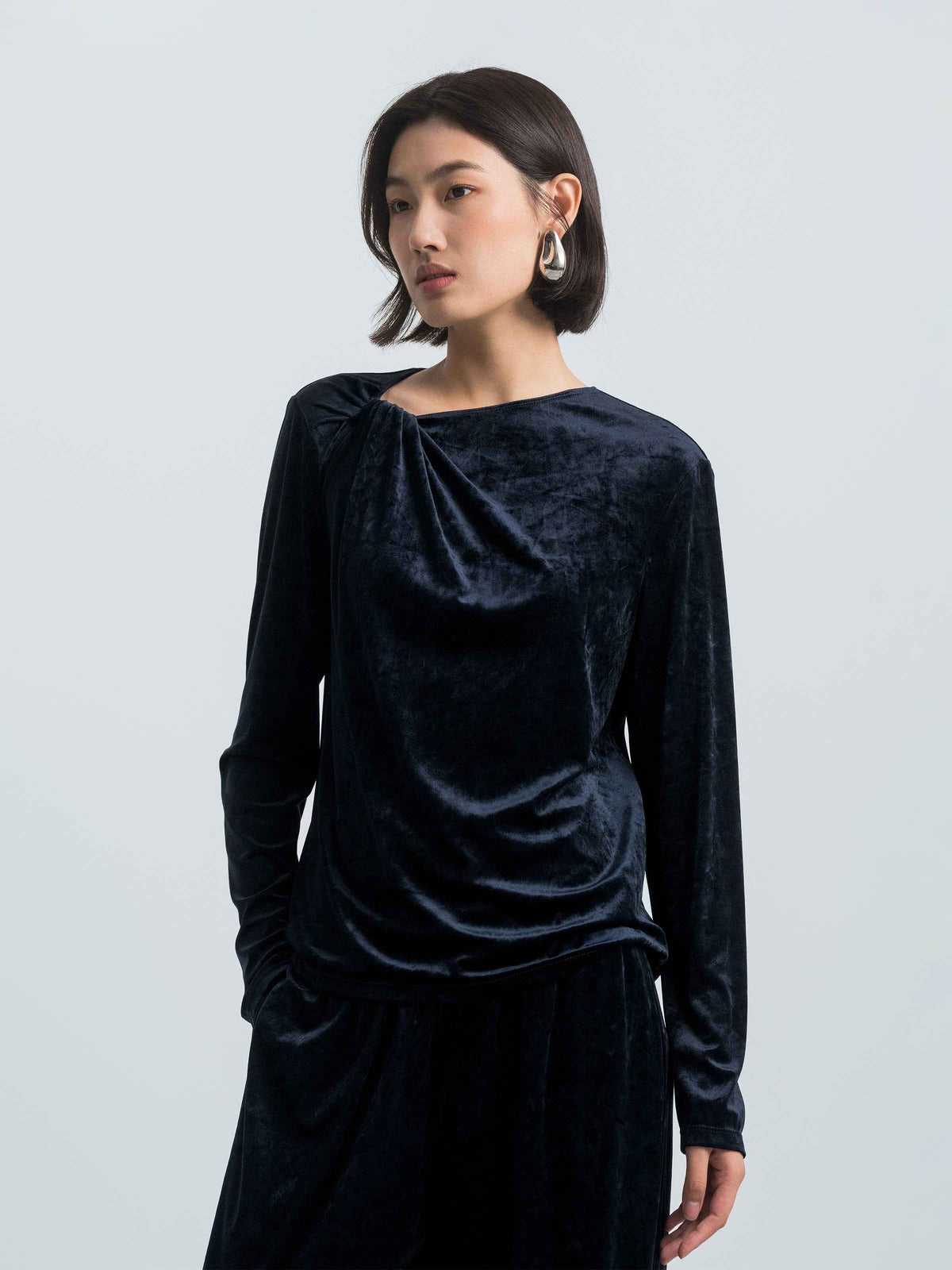Velvet Long‑sleeve Top