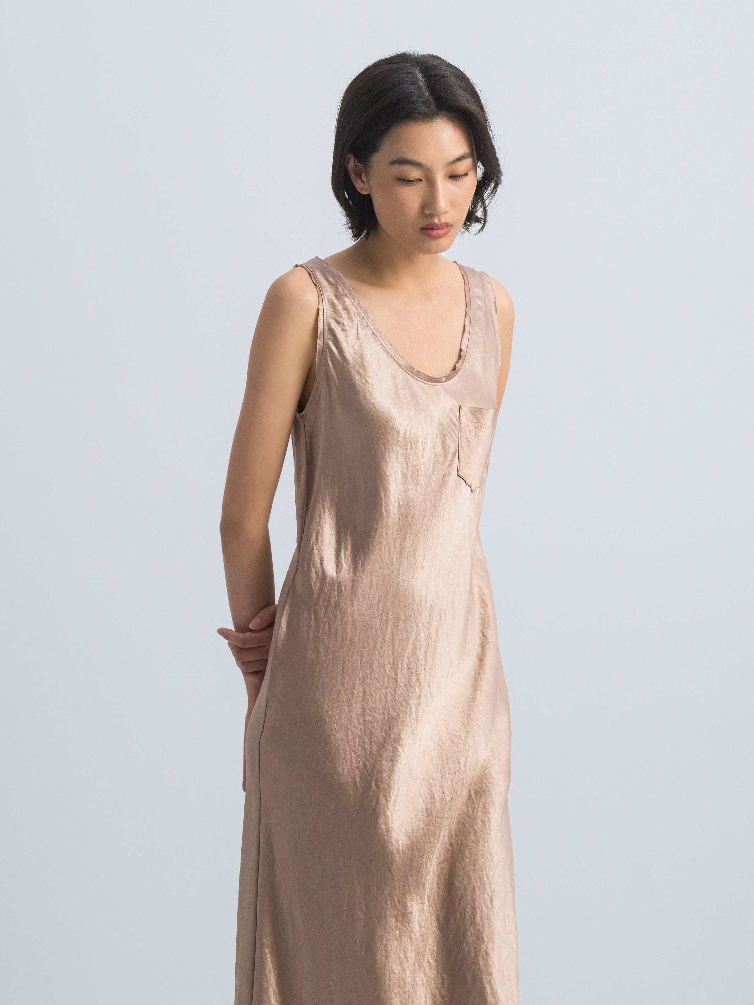 Coffee Brown Sleeveless Dress