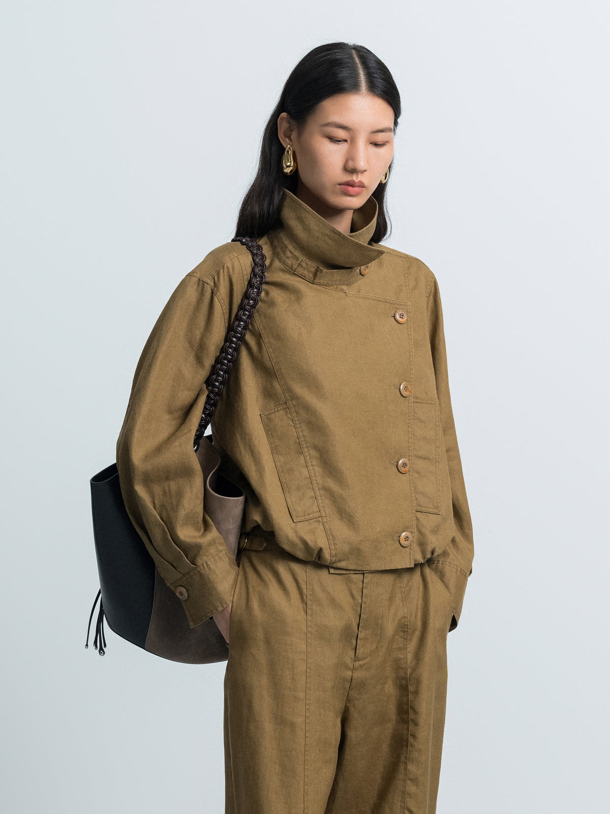 Stand‑collar Cropped Jacket