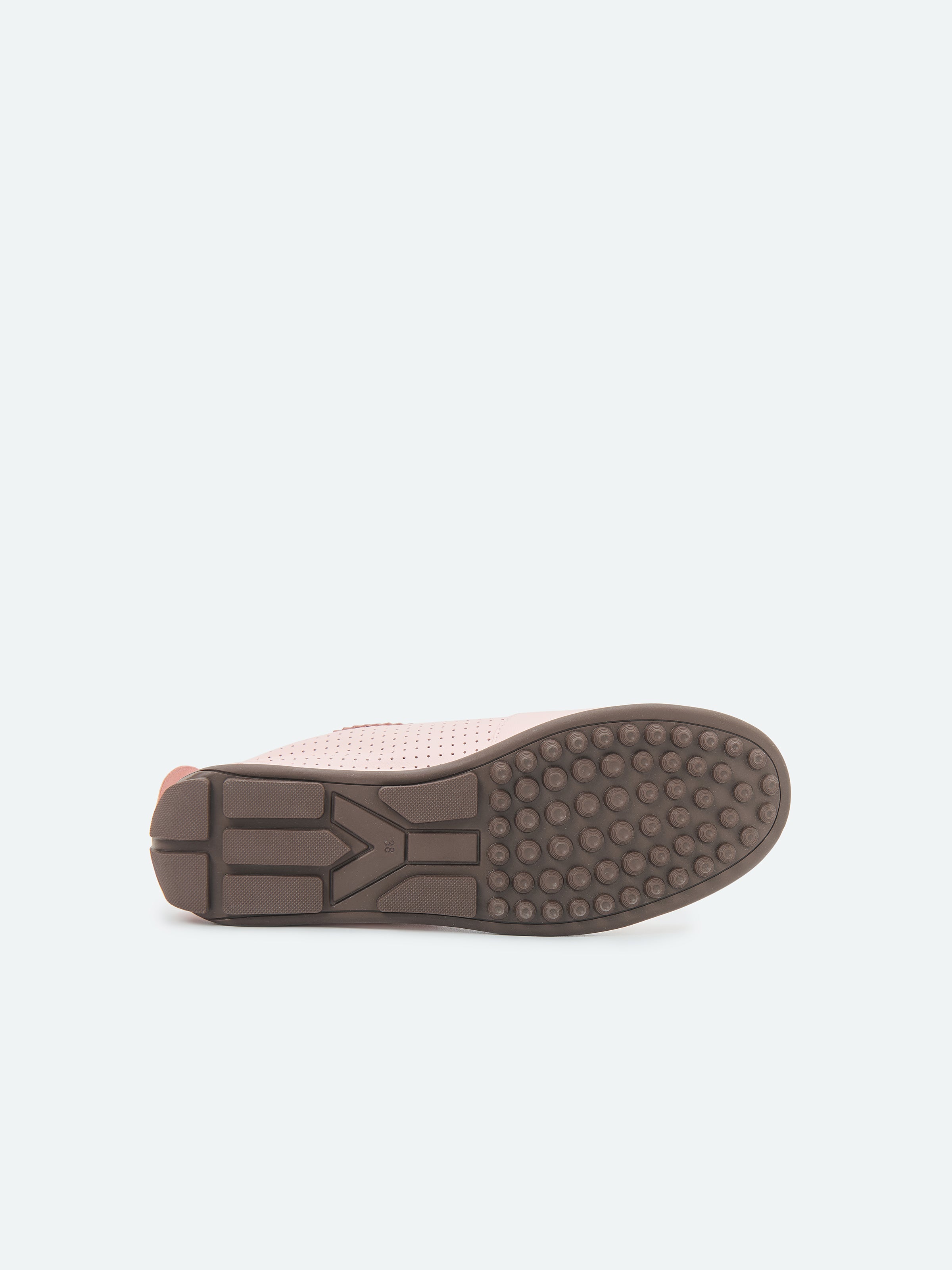 Light Pink Genuine Leather Round Toe Retro Trainer Shoes