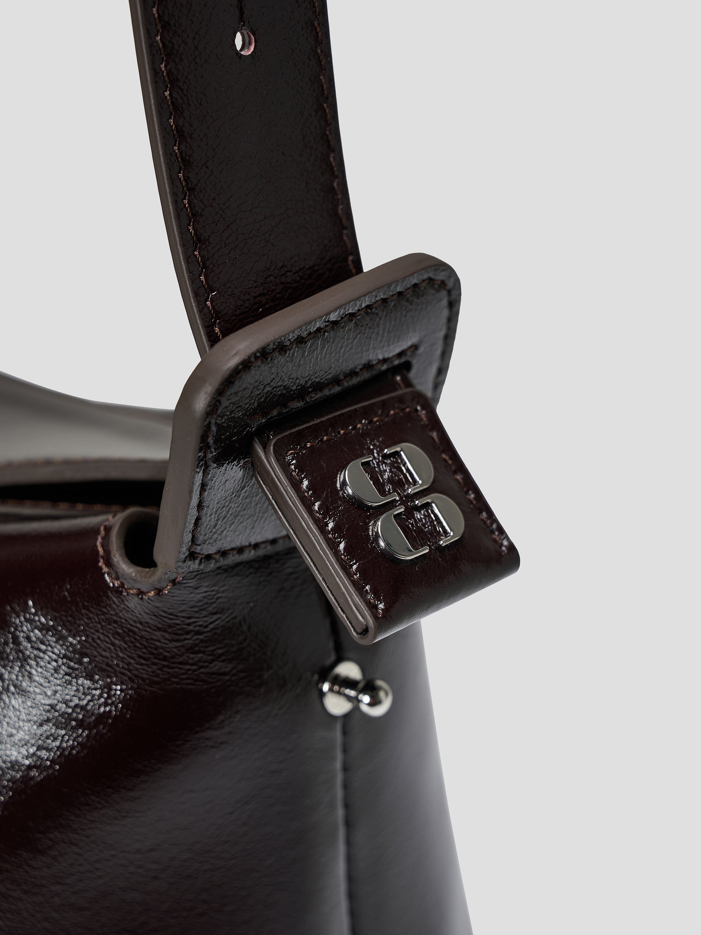 Dark Reddish Cowhide Fine Grain Dumpling Bag