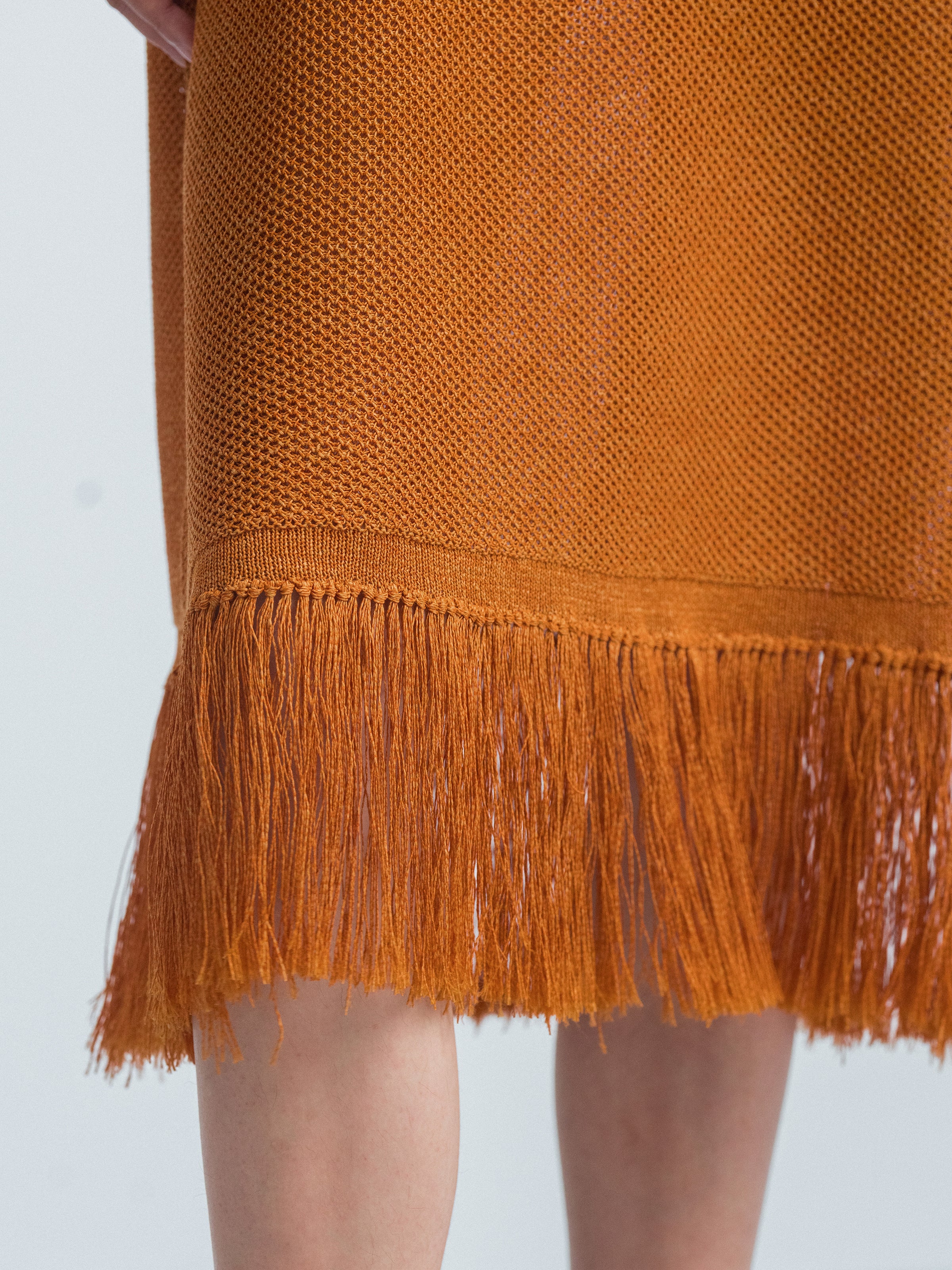 Orange Sleeveless Knit Dress