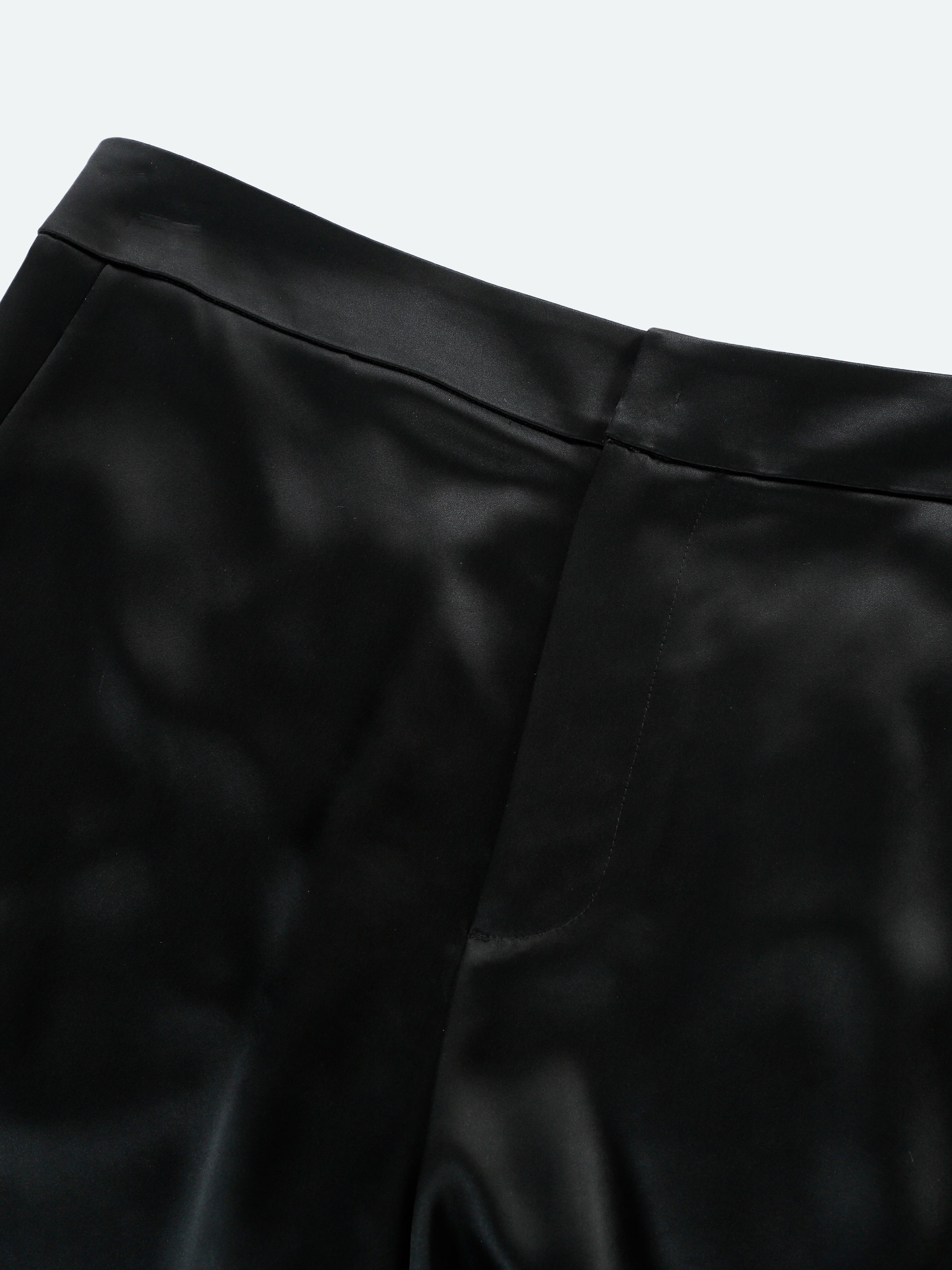 Black Triacetate Breathable Double Pocket Wide-Leg Trousers