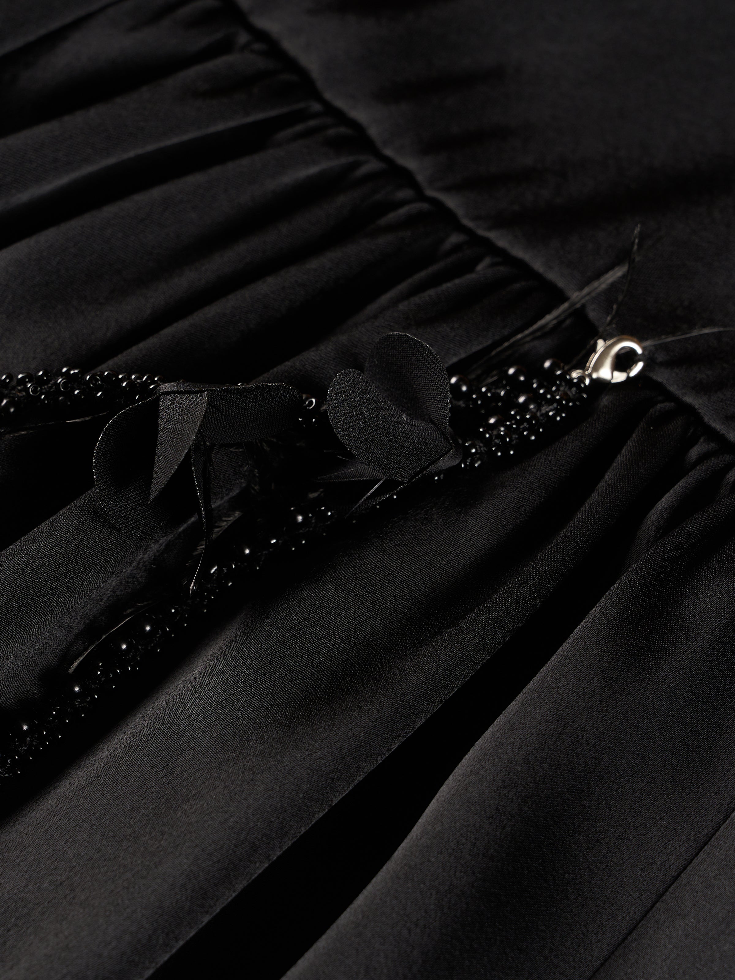 Black Triacetate 3D Pleat Ruched Patchwork Midi Skirt