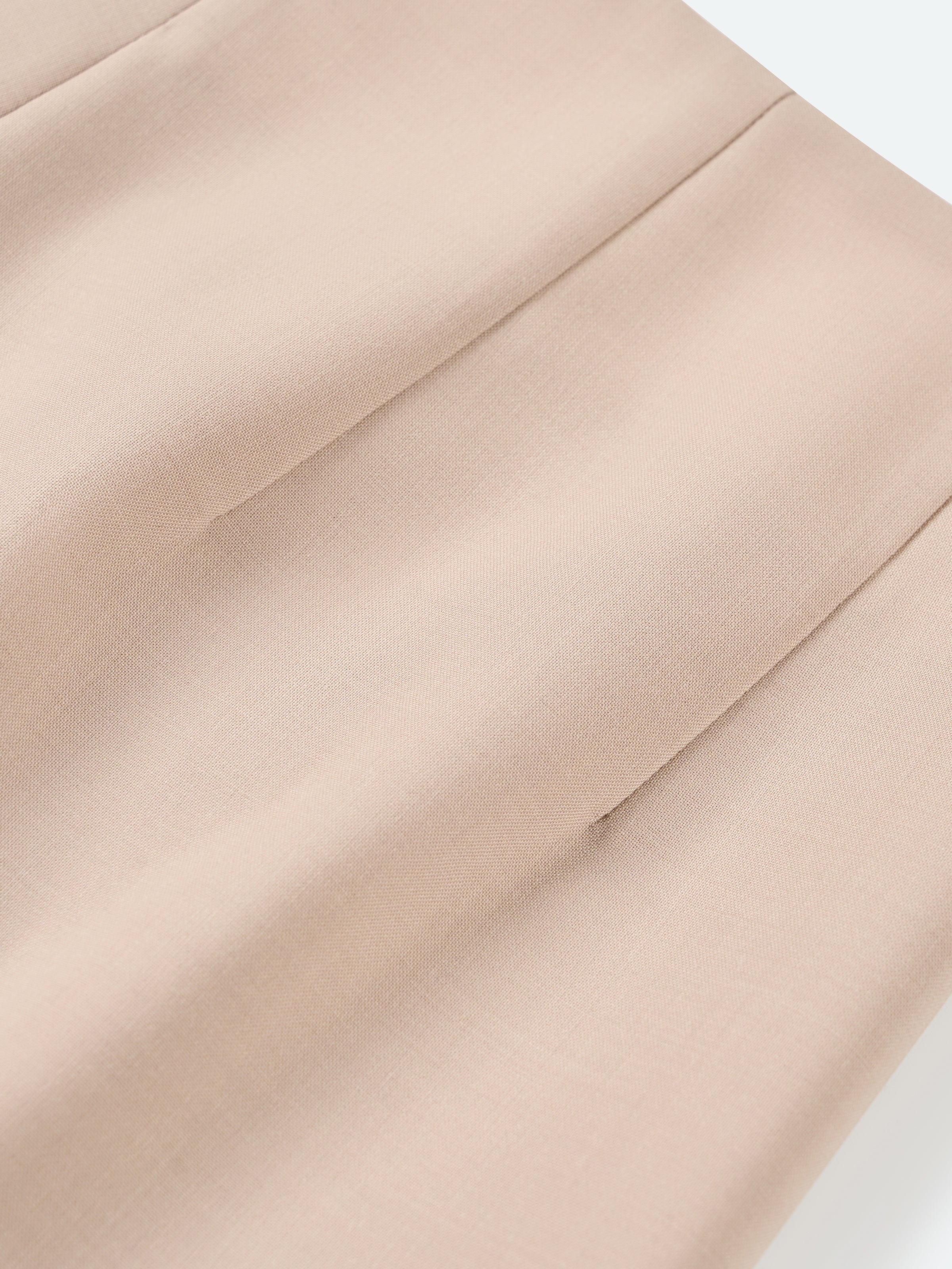 Light Khaki Worsted Wool Double Pleat Wide-Leg Trousers