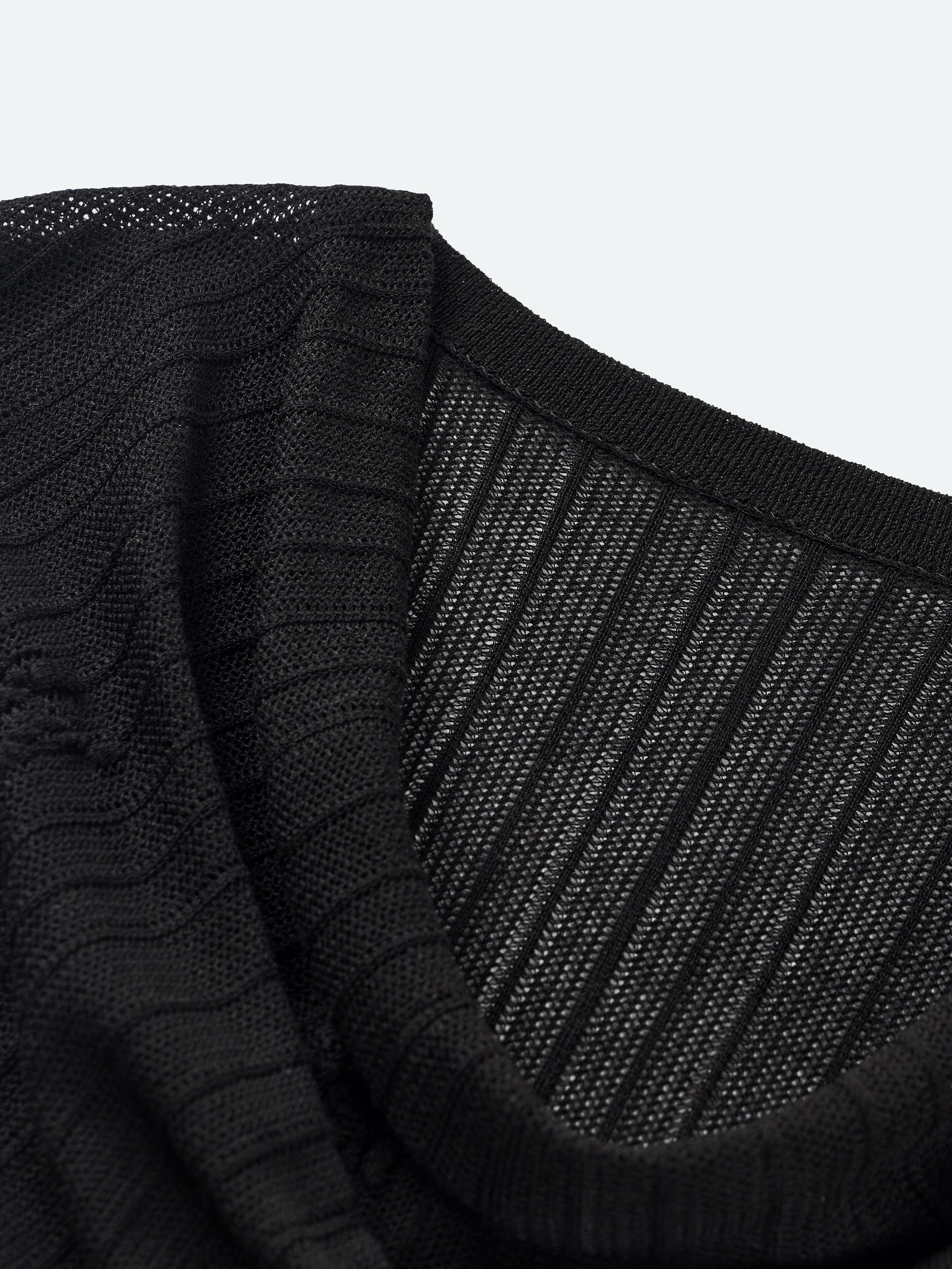 Black Triacetate Tencel One-Shoulder Jacquard Knit Sweater