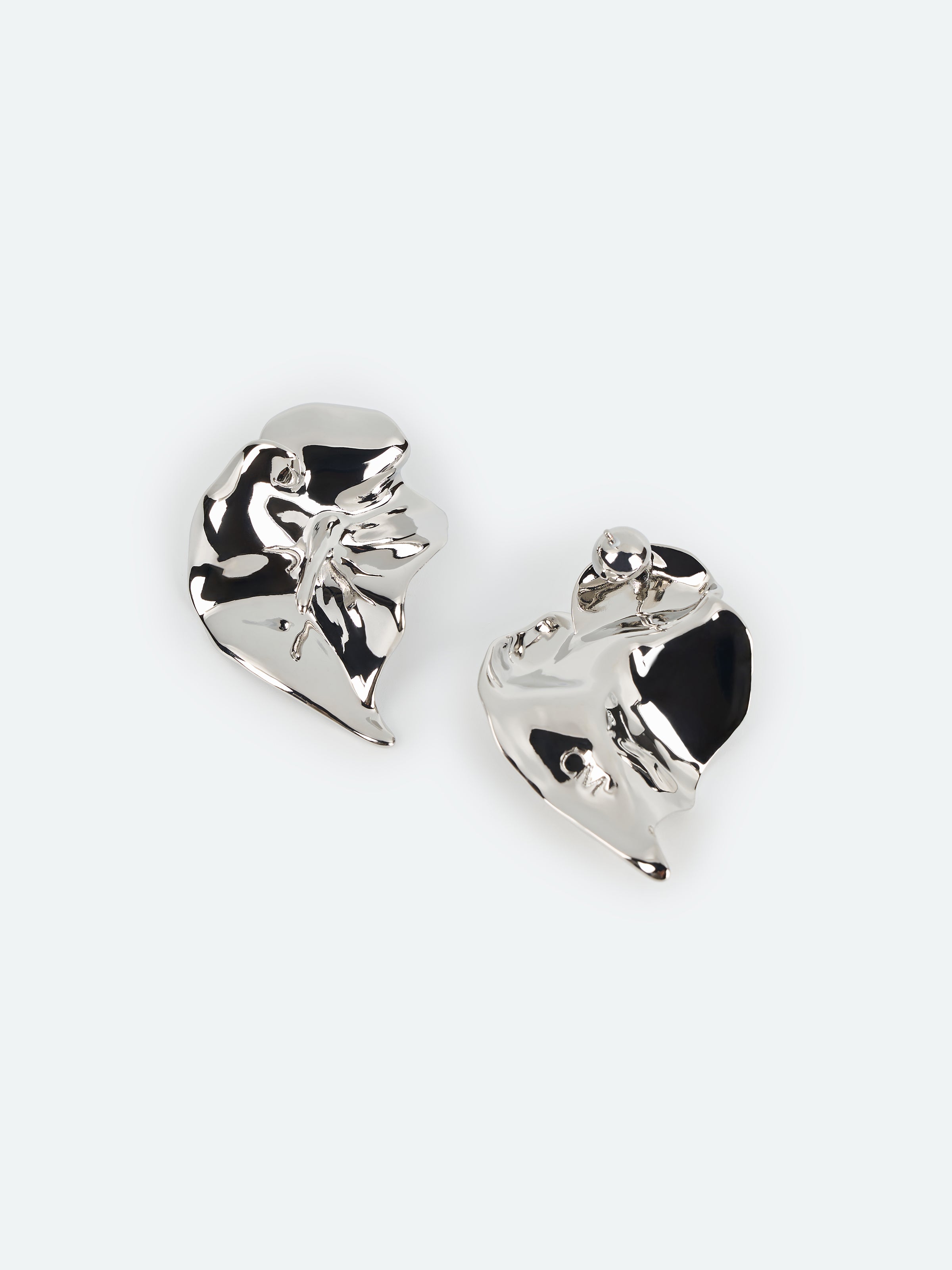 Silver 3D Calla Lily Mirror Polish Stud Earrings