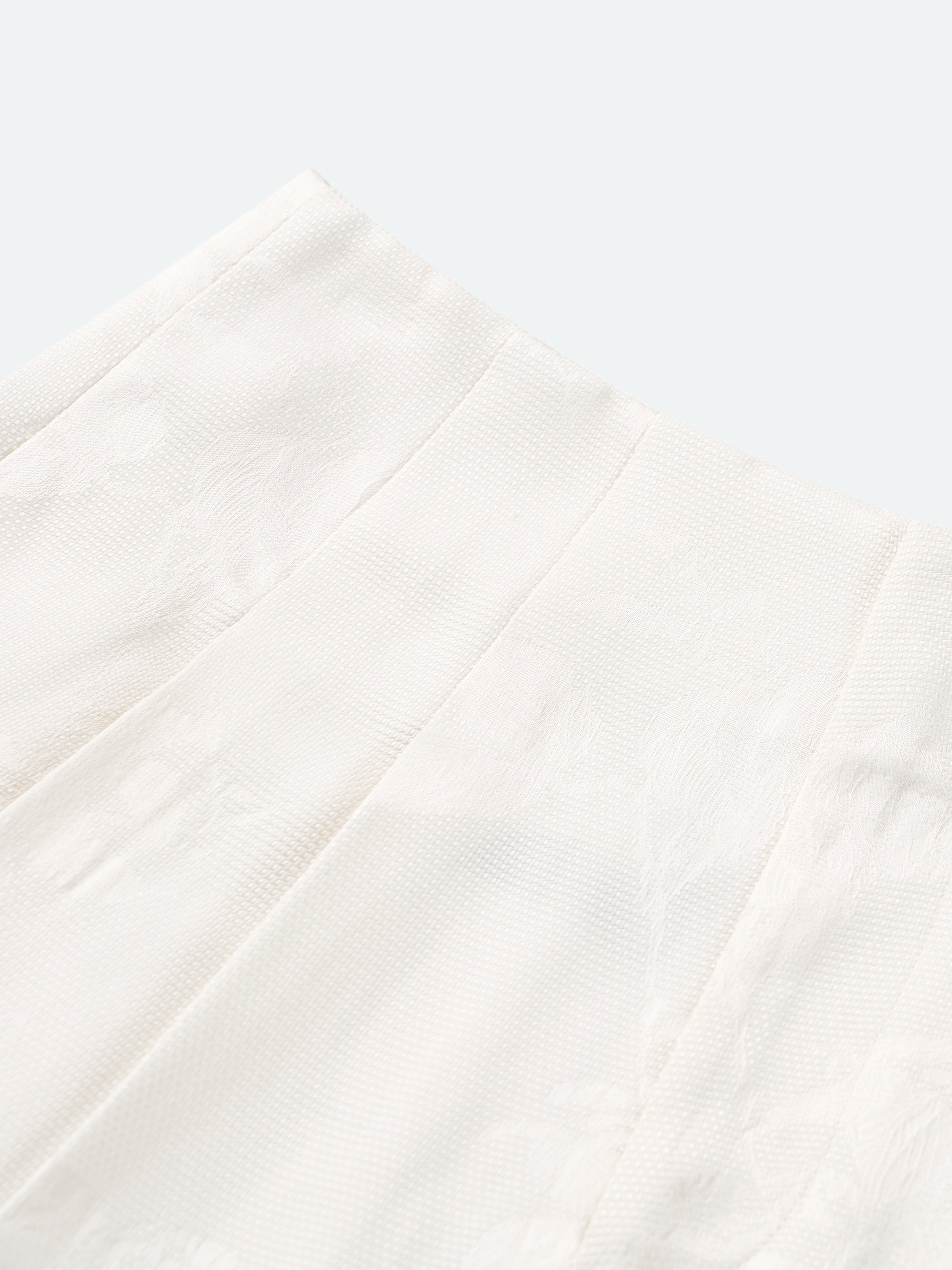 Cream White Rayon Jacquard High-Waist Wide-Leg Trousers