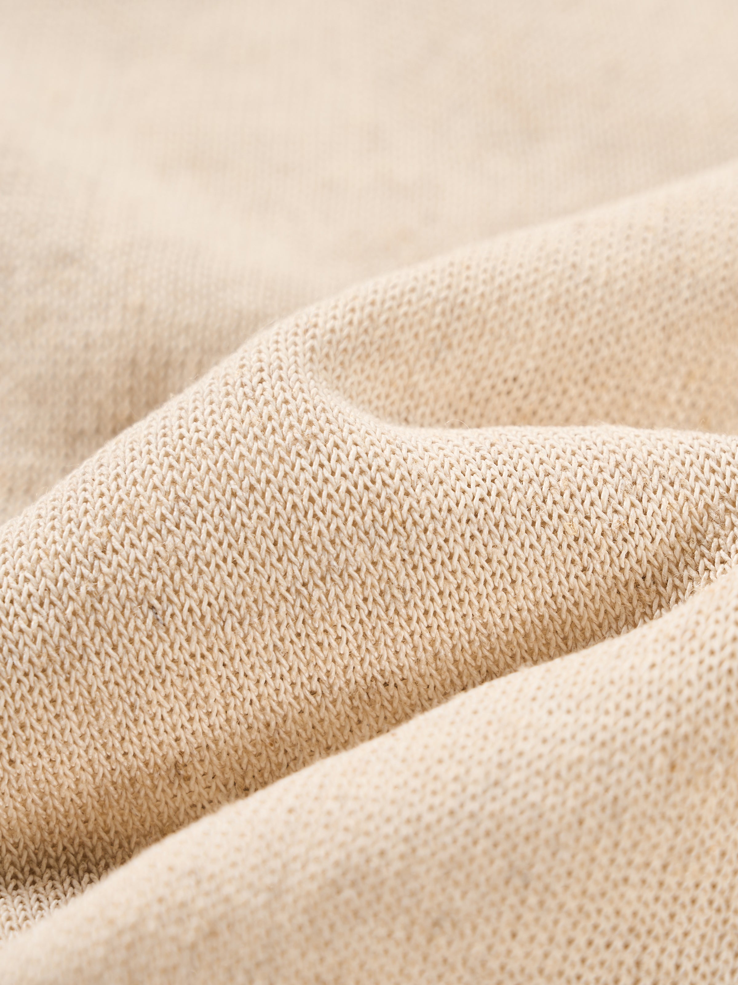 Beige Cotton Linen Knit Straight Patch Pocket Midi Skirt