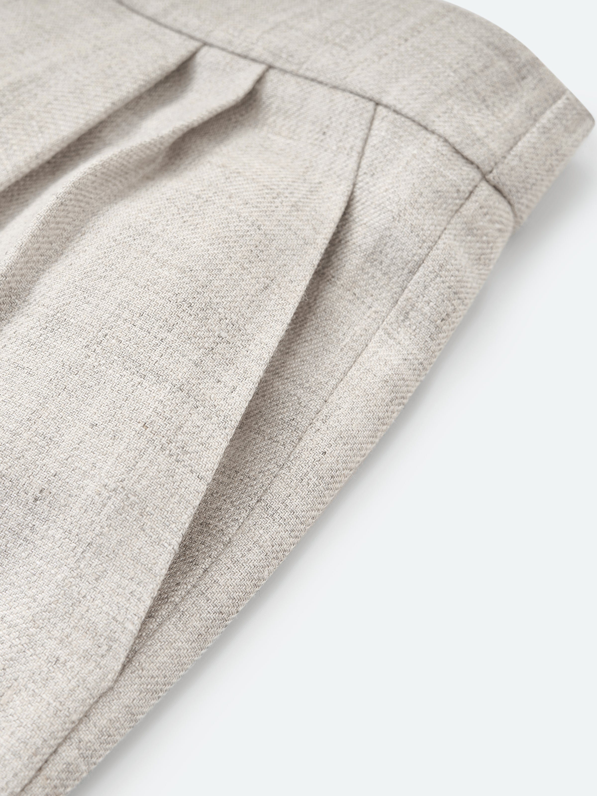 Pantalon large à double pli en lin et viscose gris clair