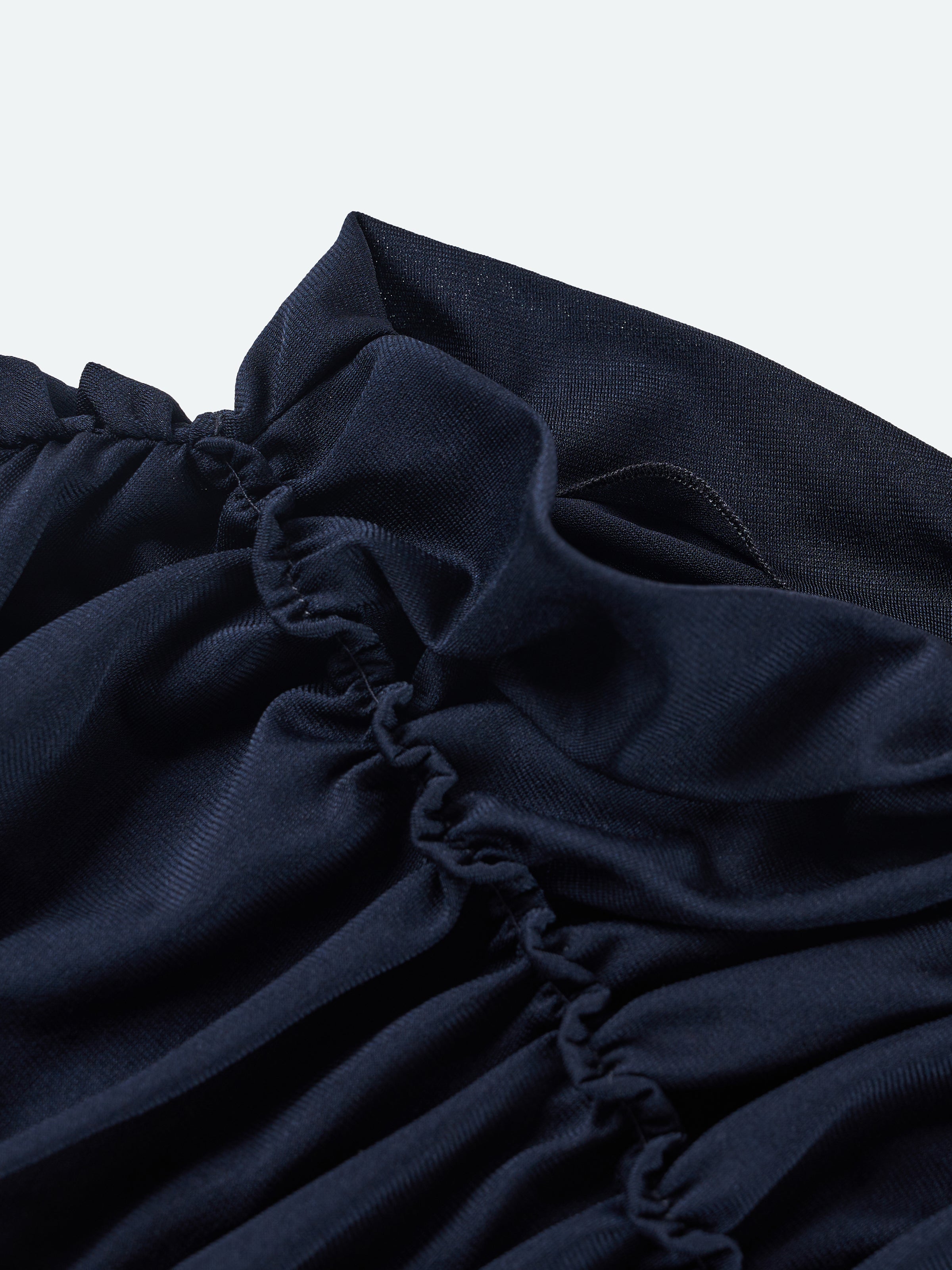 Navy Blue Acetate Knit Fitted Sleeveless Color-Block Top