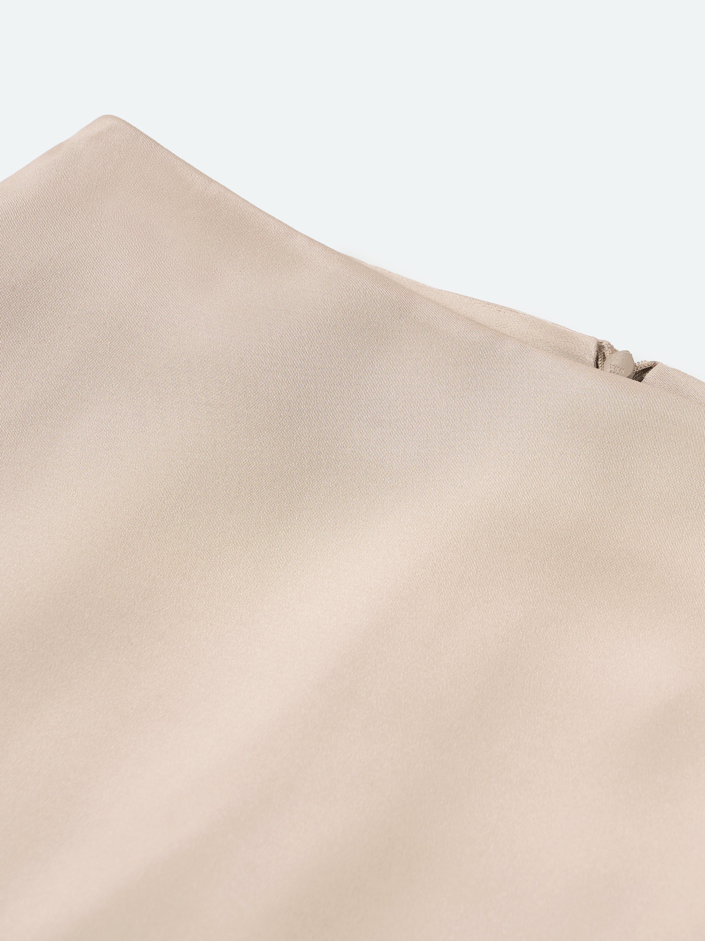 Light Khaki Mulberry Silk Gauze Splice Straight Midi Skirt