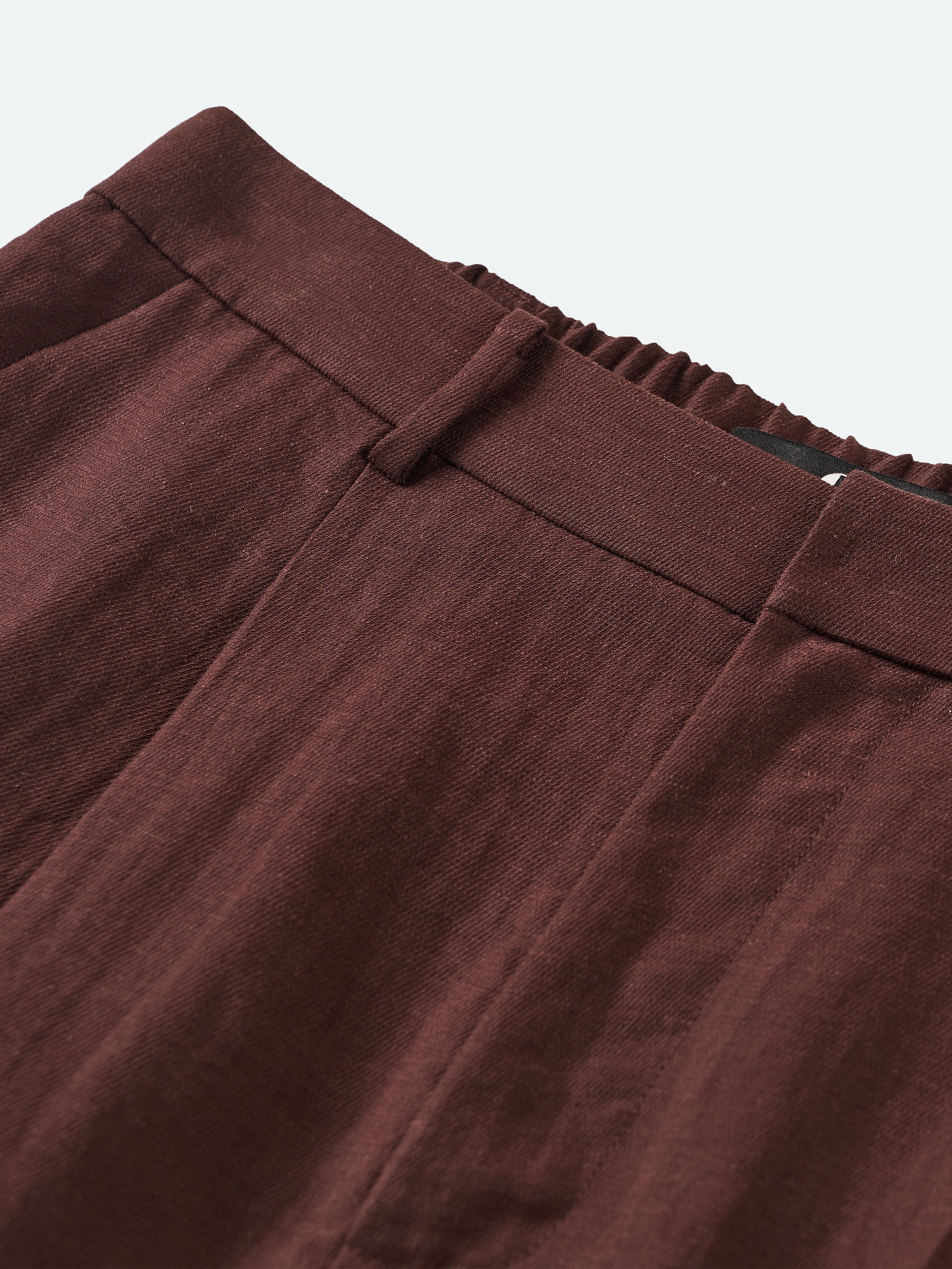 Coffee Brown Linen Blend Front Slit Elastic Long Skirt