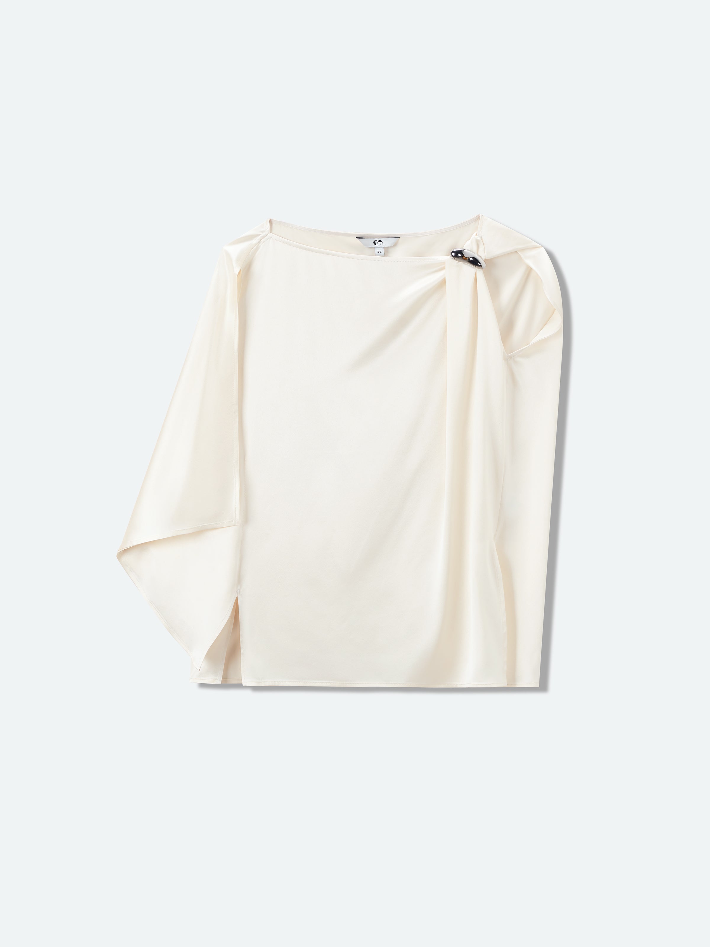 Beige Yellow Mulberry Silk Satin Shoulder Knot Sleeveless Top