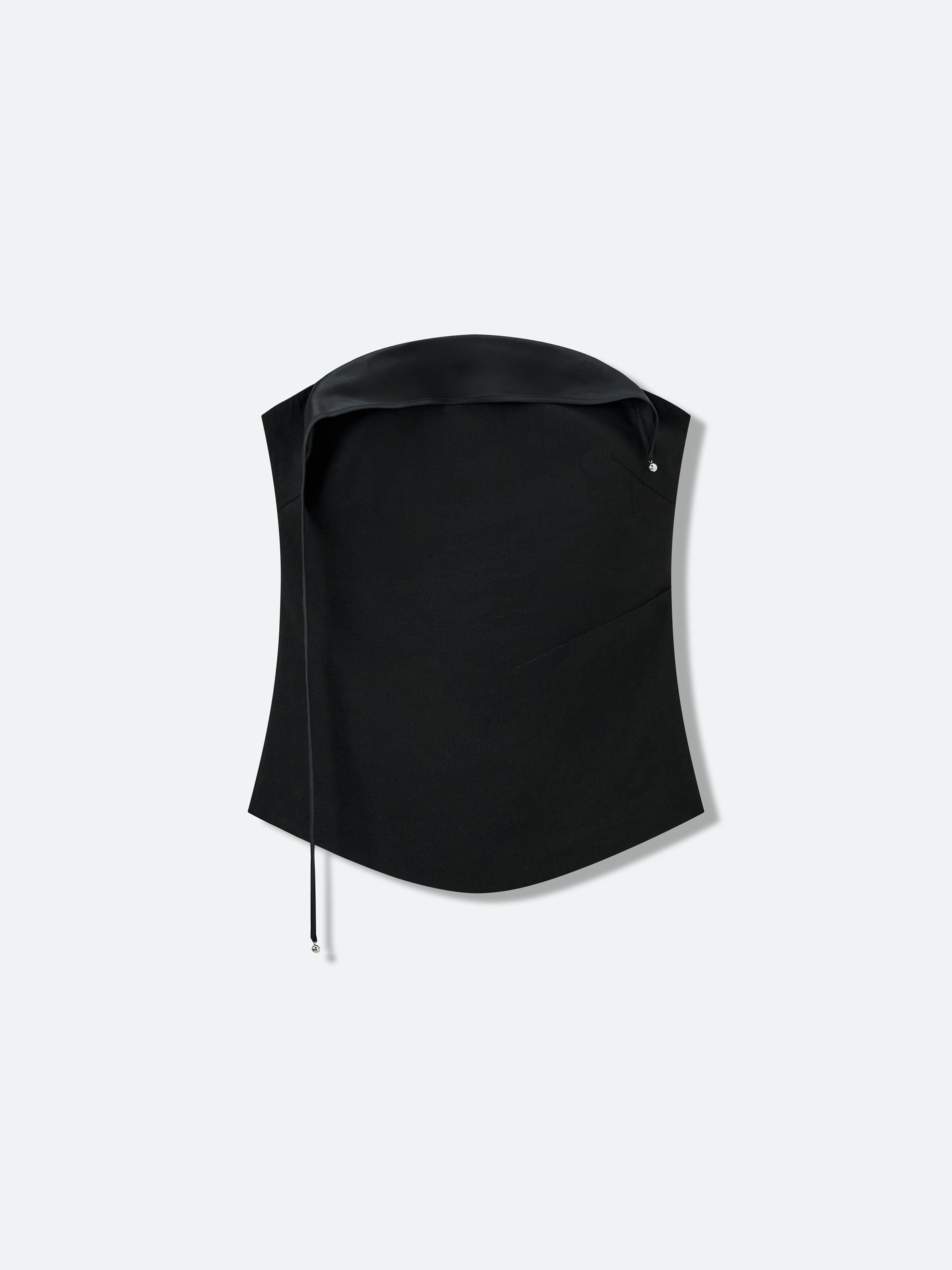 Black Linen Blend Strapless Clean Line Tube Top