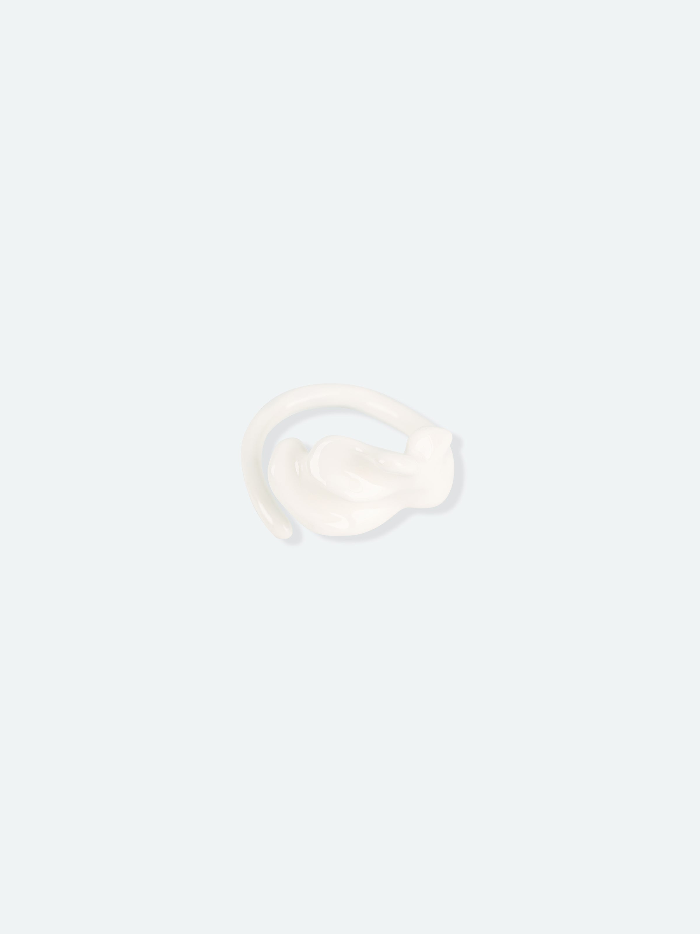 Off White Enamel 3D Petal Adjustable Ring