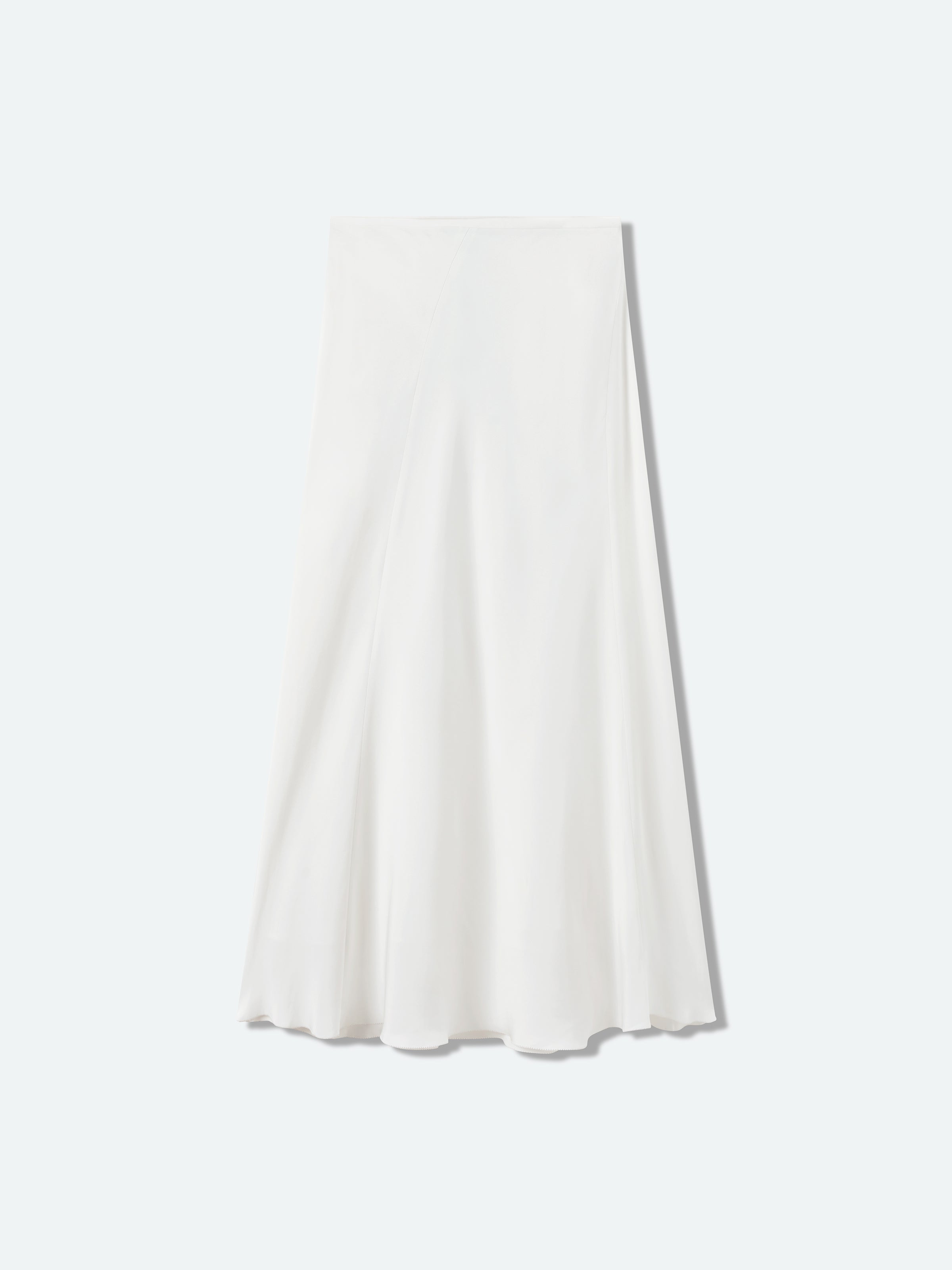 Cream White Mulberry Silk A-Line Fishtail Long Skirt