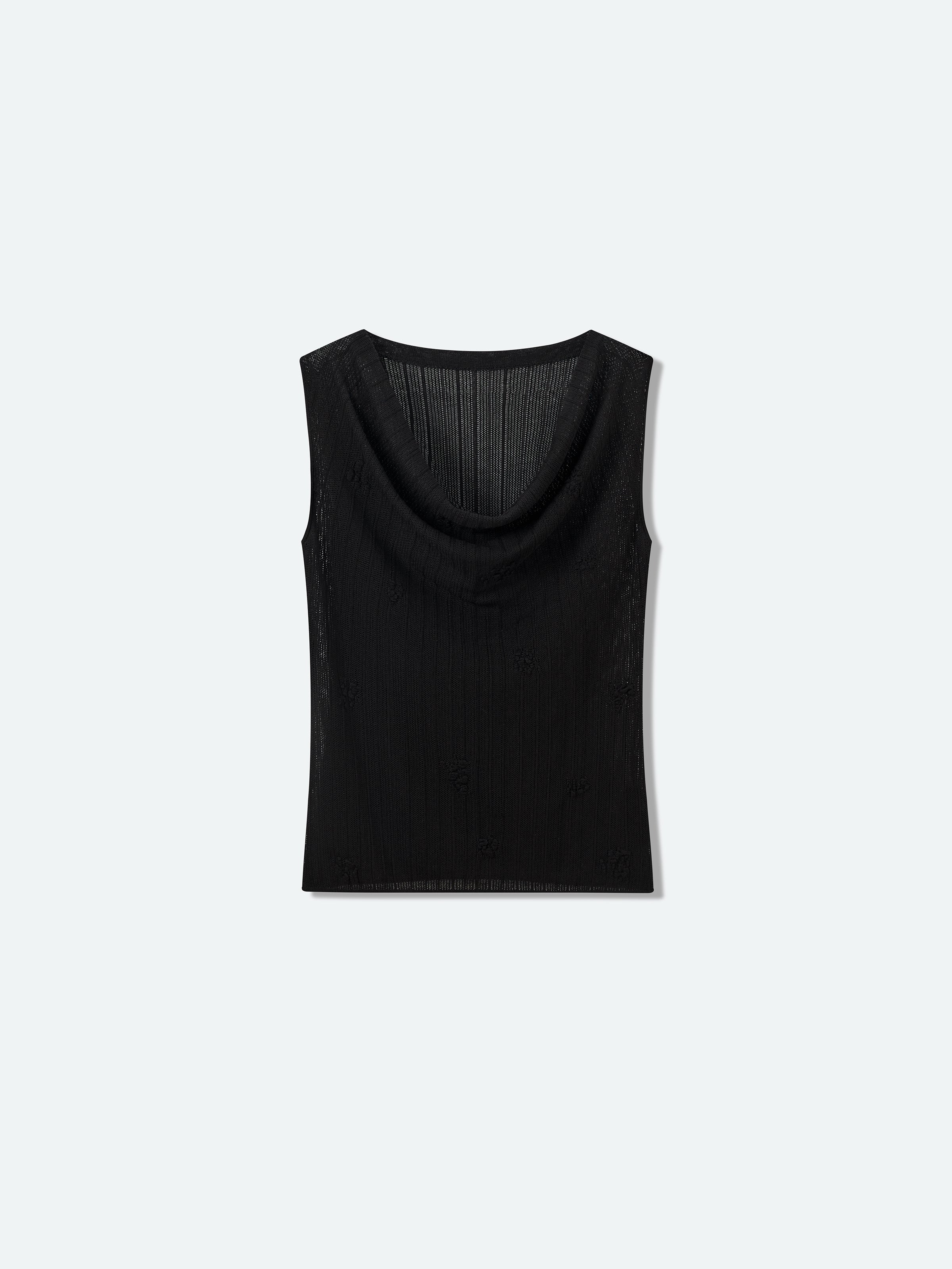 Black Triacetate Tencel One-Shoulder Jacquard Knit Sweater