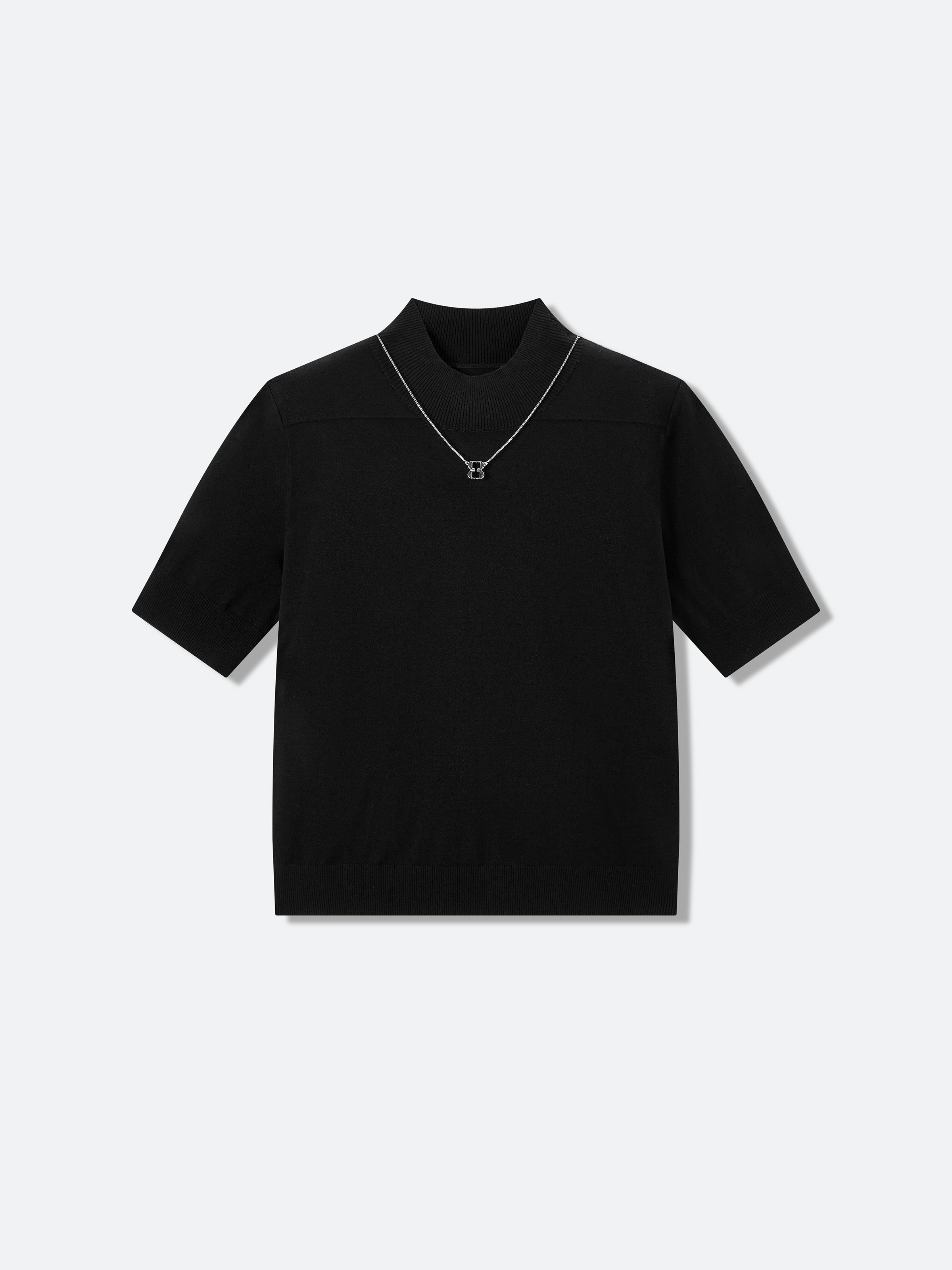 Short-Sleeve Crew Neck Knit Top