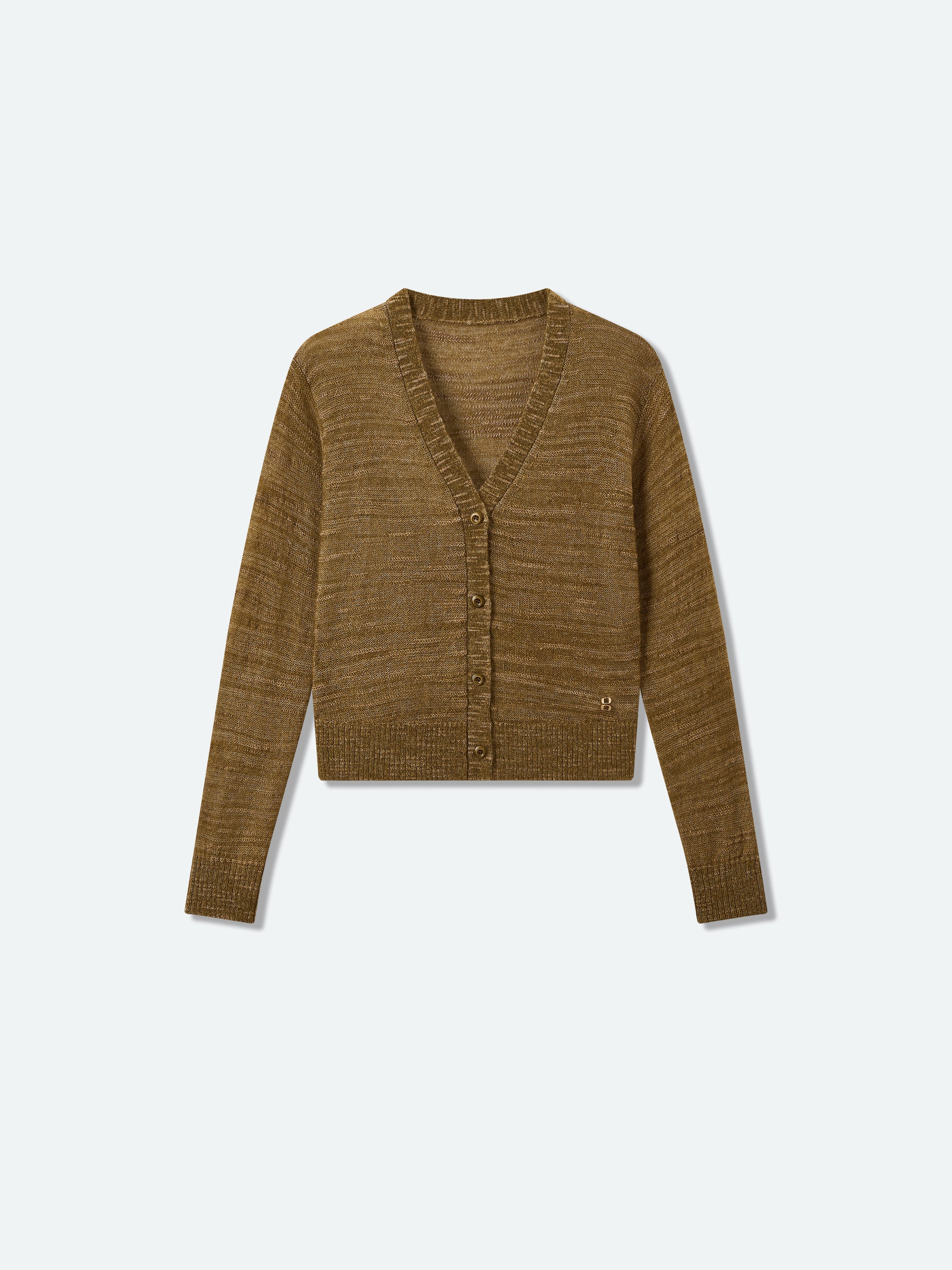 Heathered V‑neck Knit Cardigan