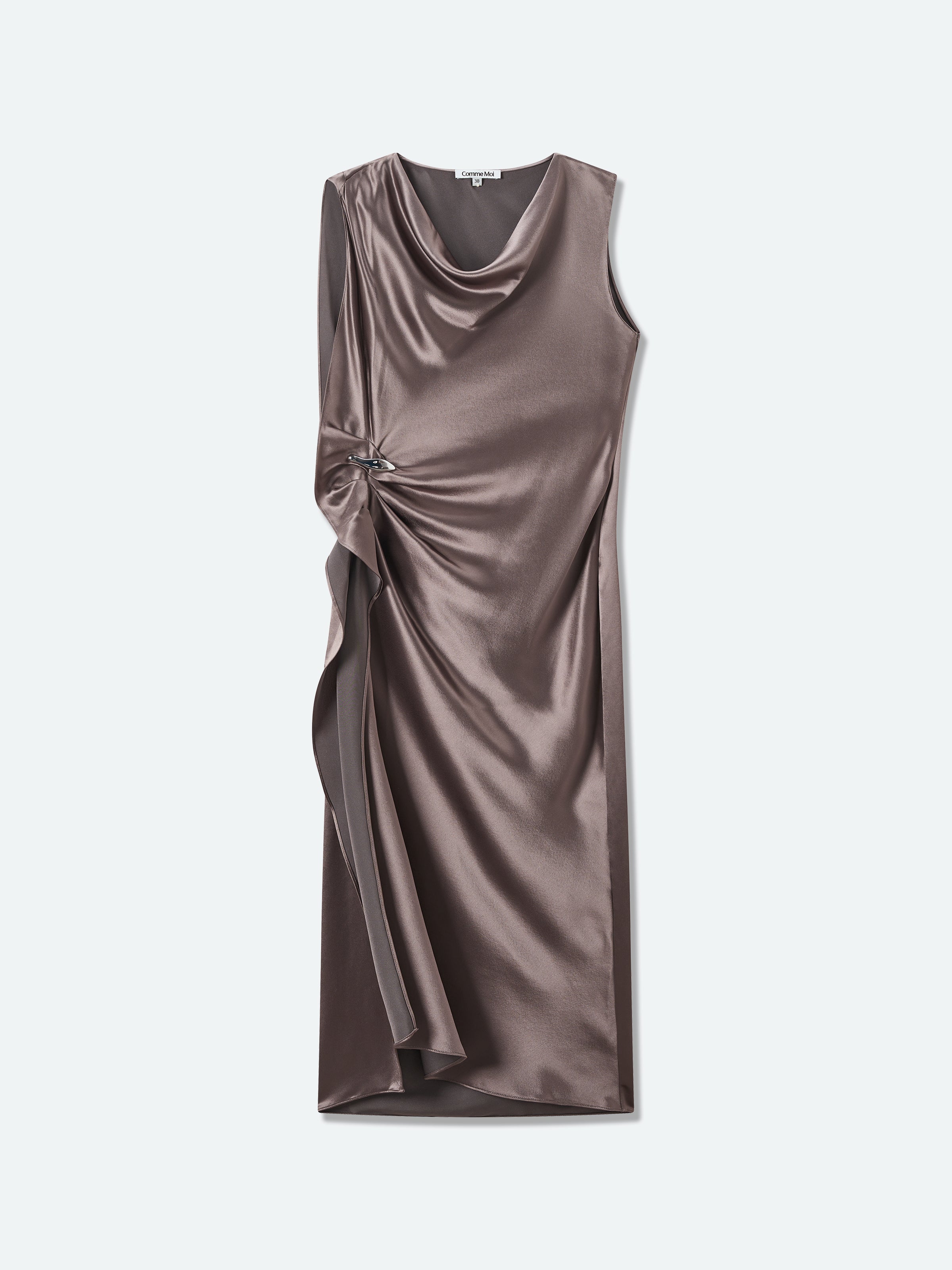 Cowl‑Neck Flowy‑Panel Dress