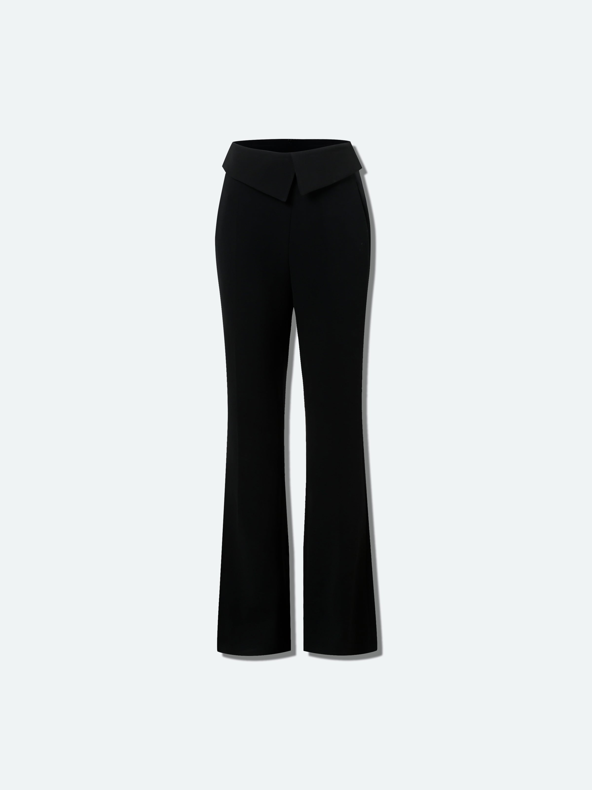 Black Triacetate Polyester Printed Flip Panel Flared Trousers