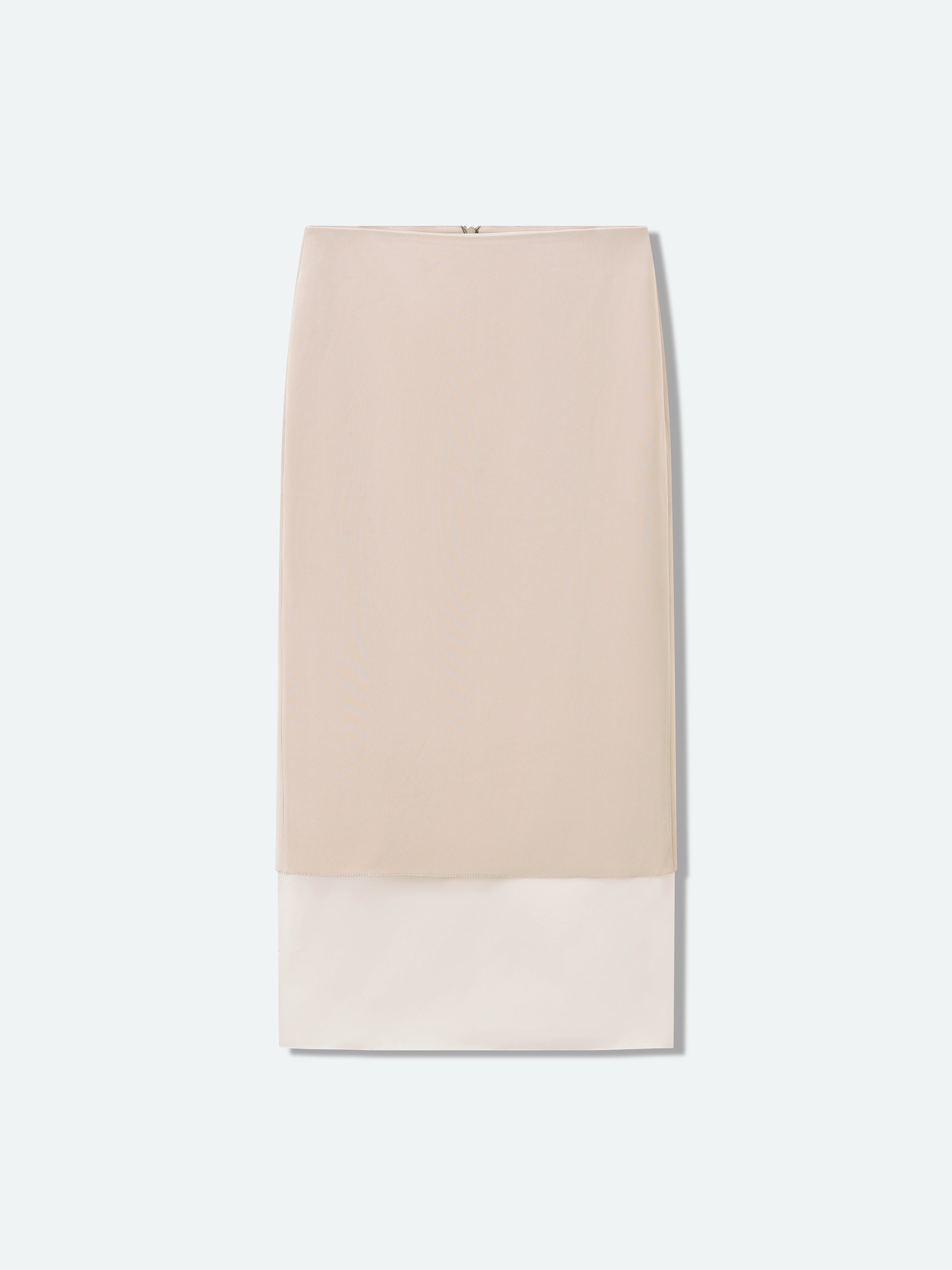 Light Khaki Mulberry Silk Gauze Splice Straight Midi Skirt