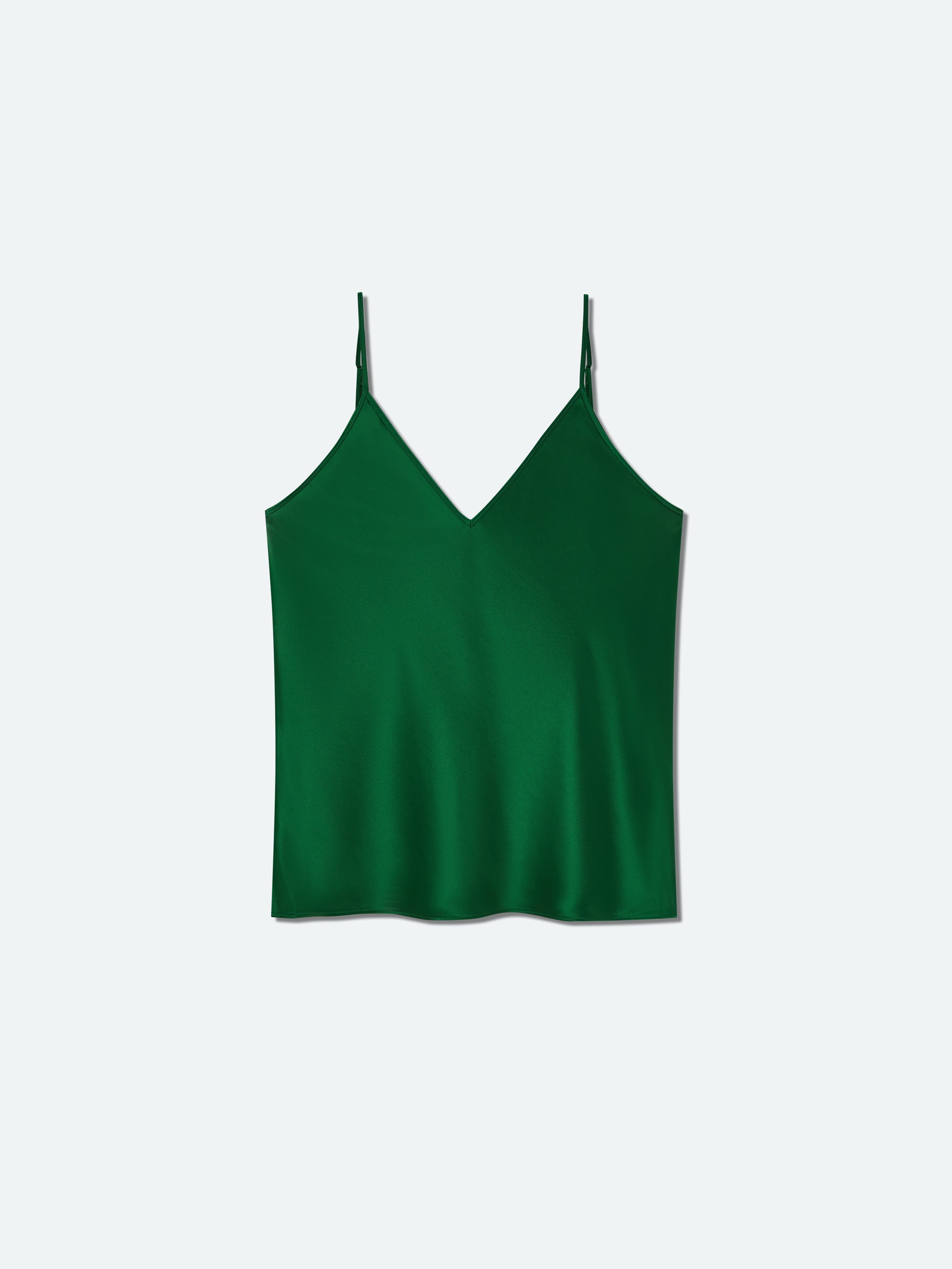 Green Acetate V-Neck Draped Neckline Camisole