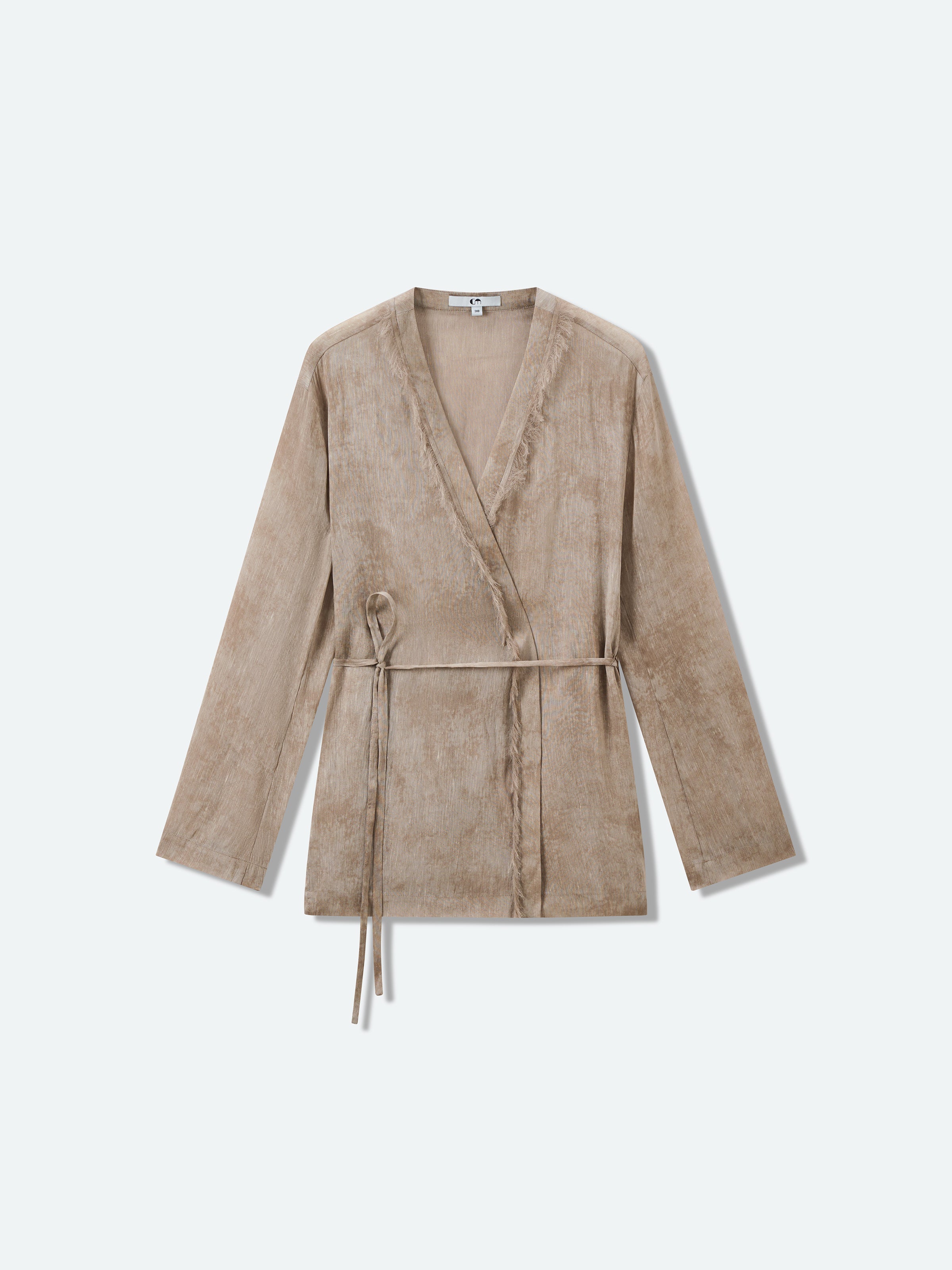 Light Khaki Tie Waist Blazer